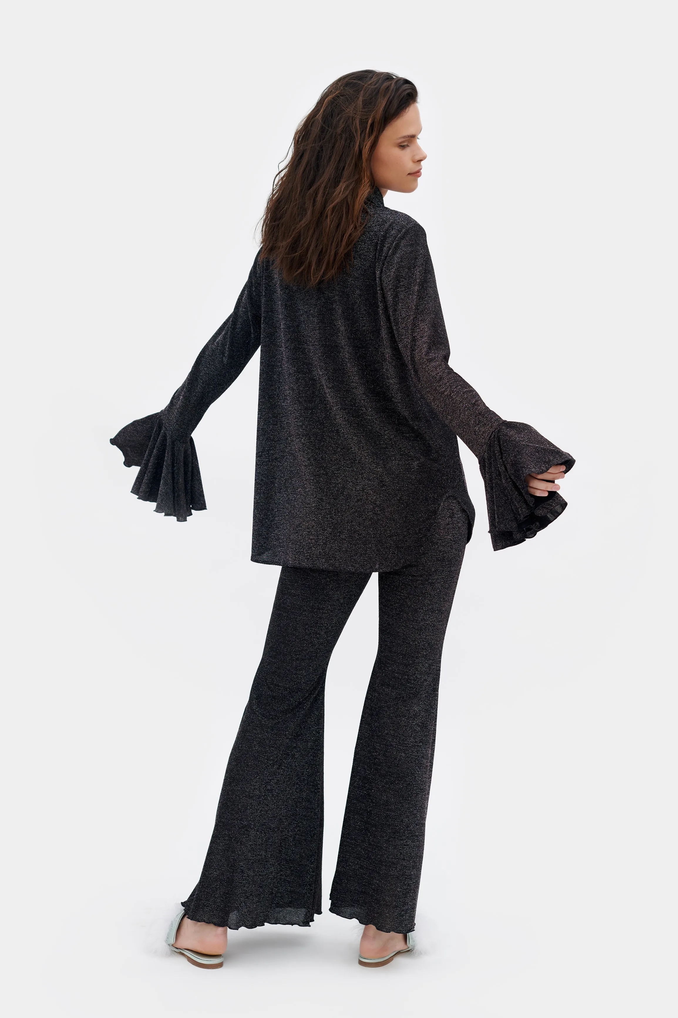 Lurex Lounge Suit with Pants in Black