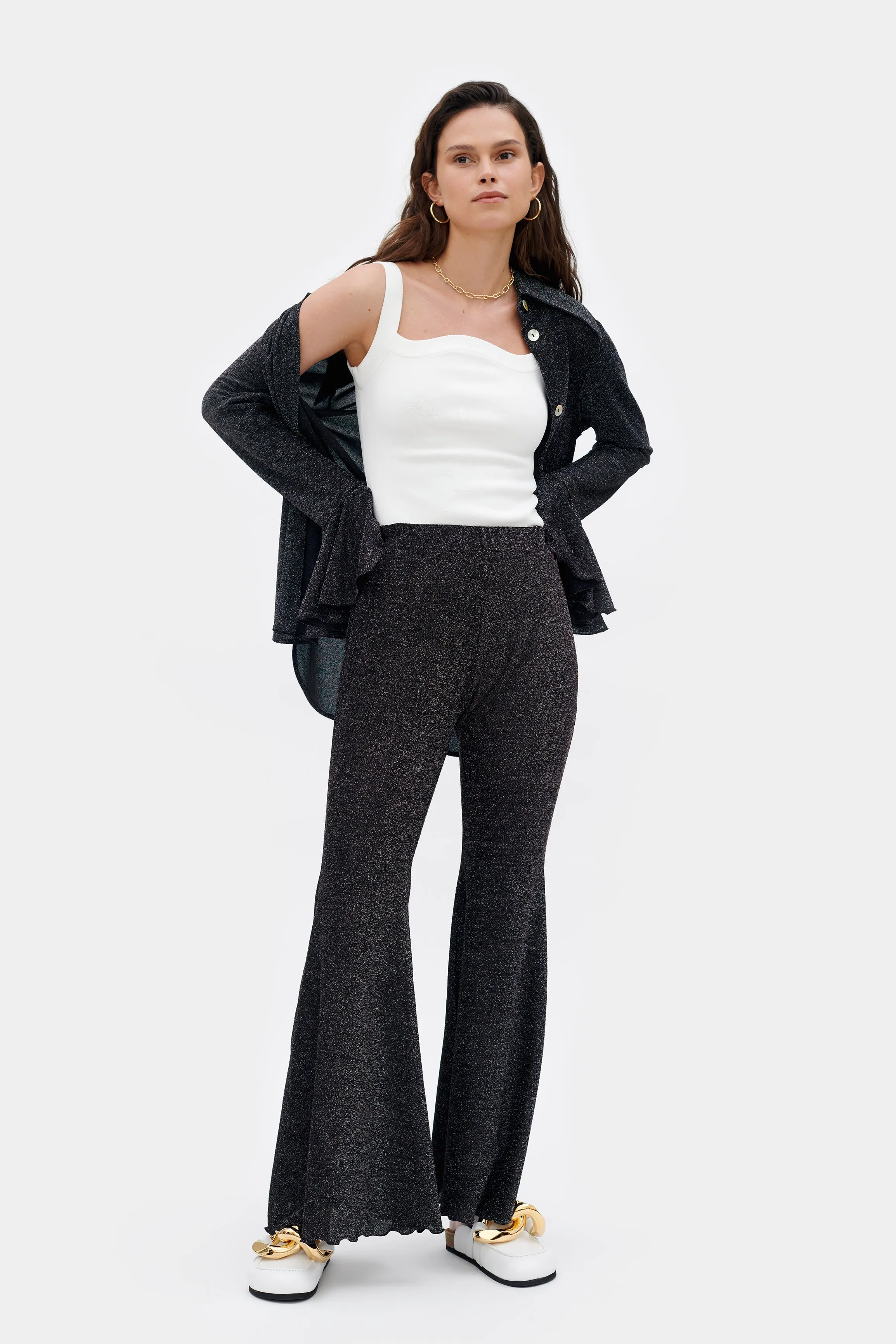 Lurex Lounge Suit with Pants in Black