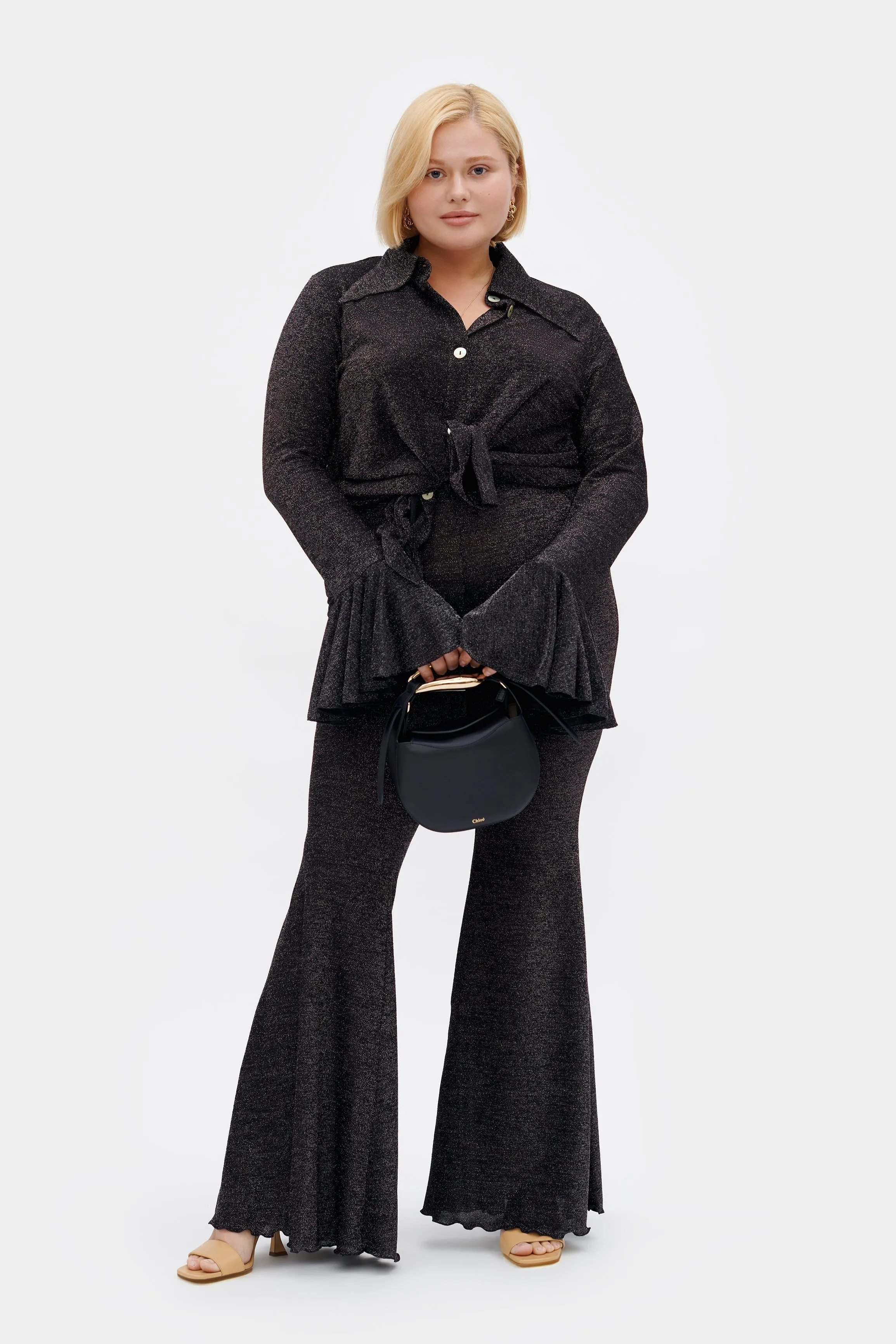 Lurex Lounge Suit with Pants in Black