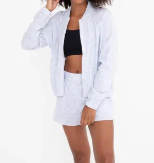 Marbled Zip-Up Active Jacket In Blue