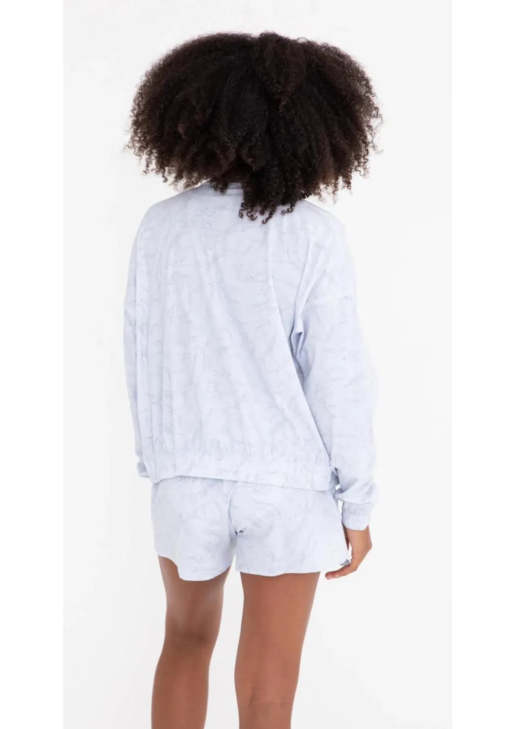 Marbled Zip-Up Active Jacket In Blue