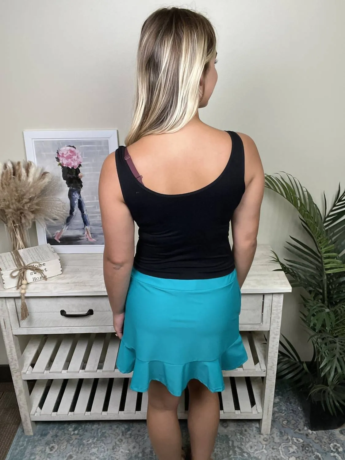 Martina Ruffled Skort In Teal