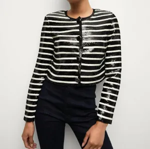 Mickey Sequin Jacket In Black / Off White