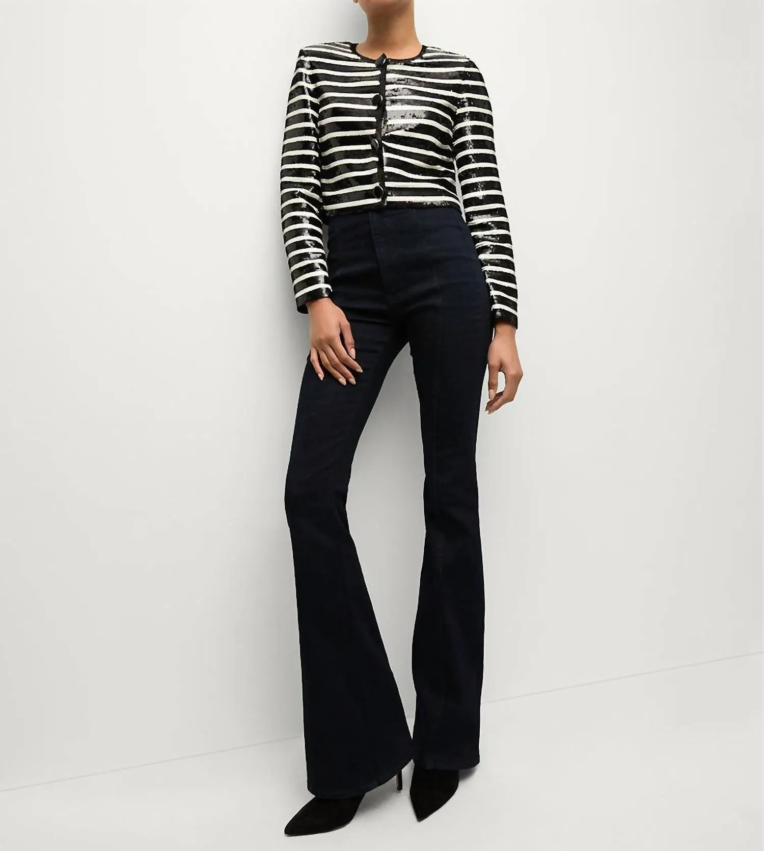 Mickey Sequin Jacket In Black / Off White