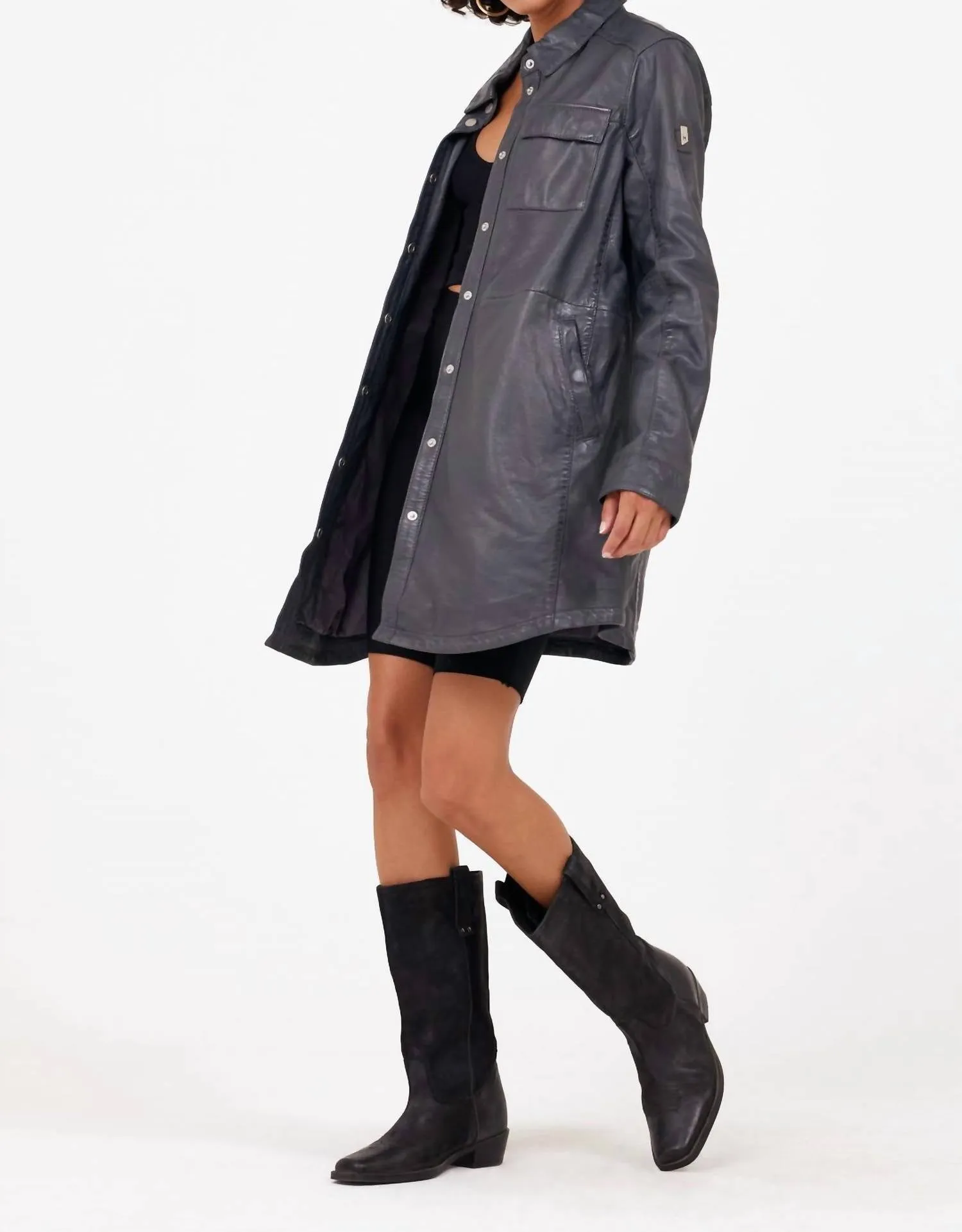 Miha Rf Leather Jacket In Anthra