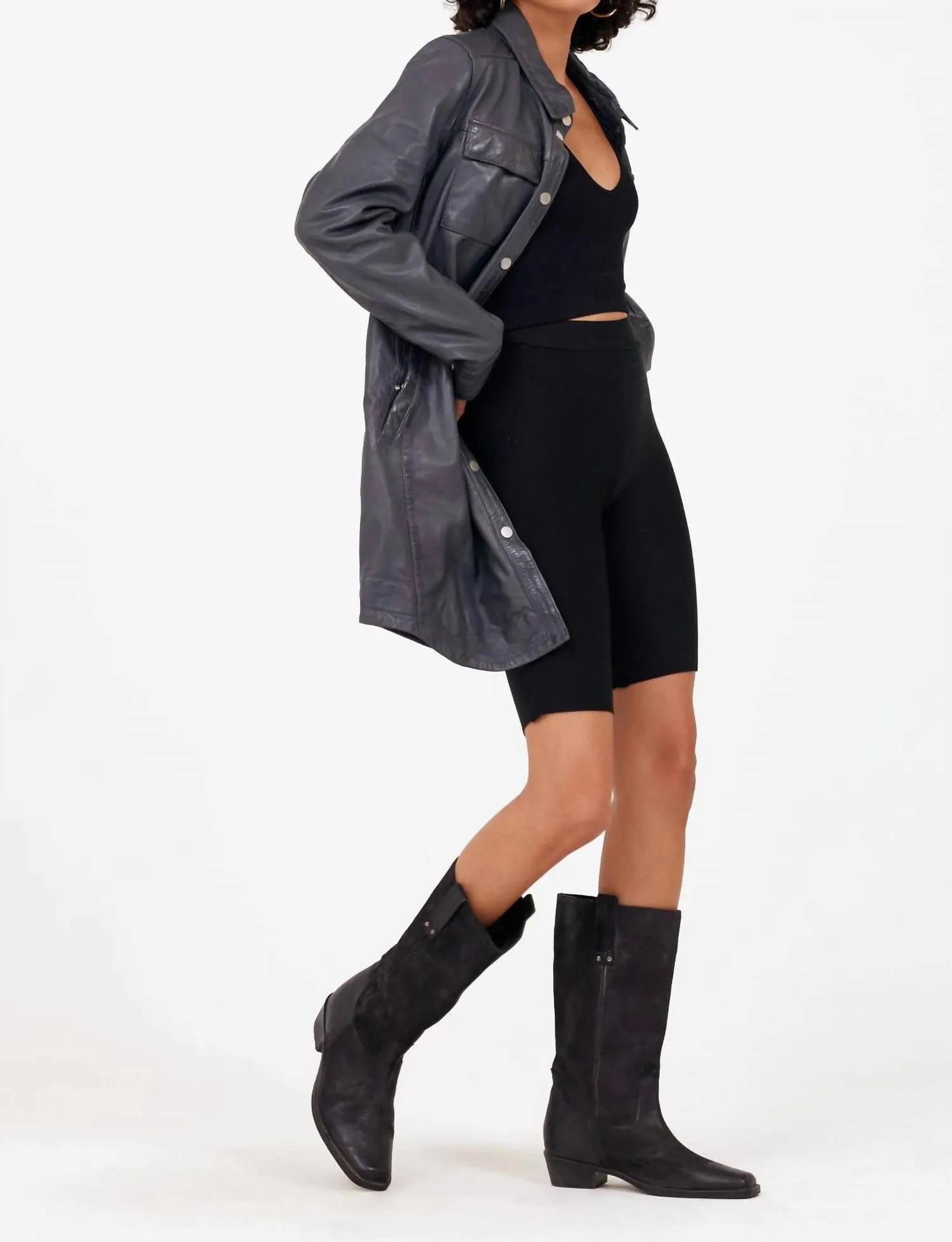 Miha Rf Leather Jacket In Anthra