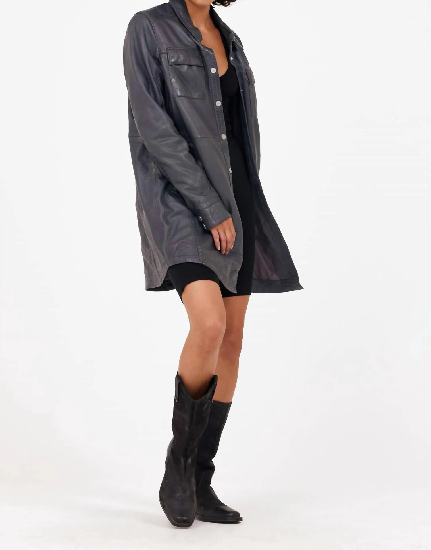 Miha Rf Leather Jacket In Anthra