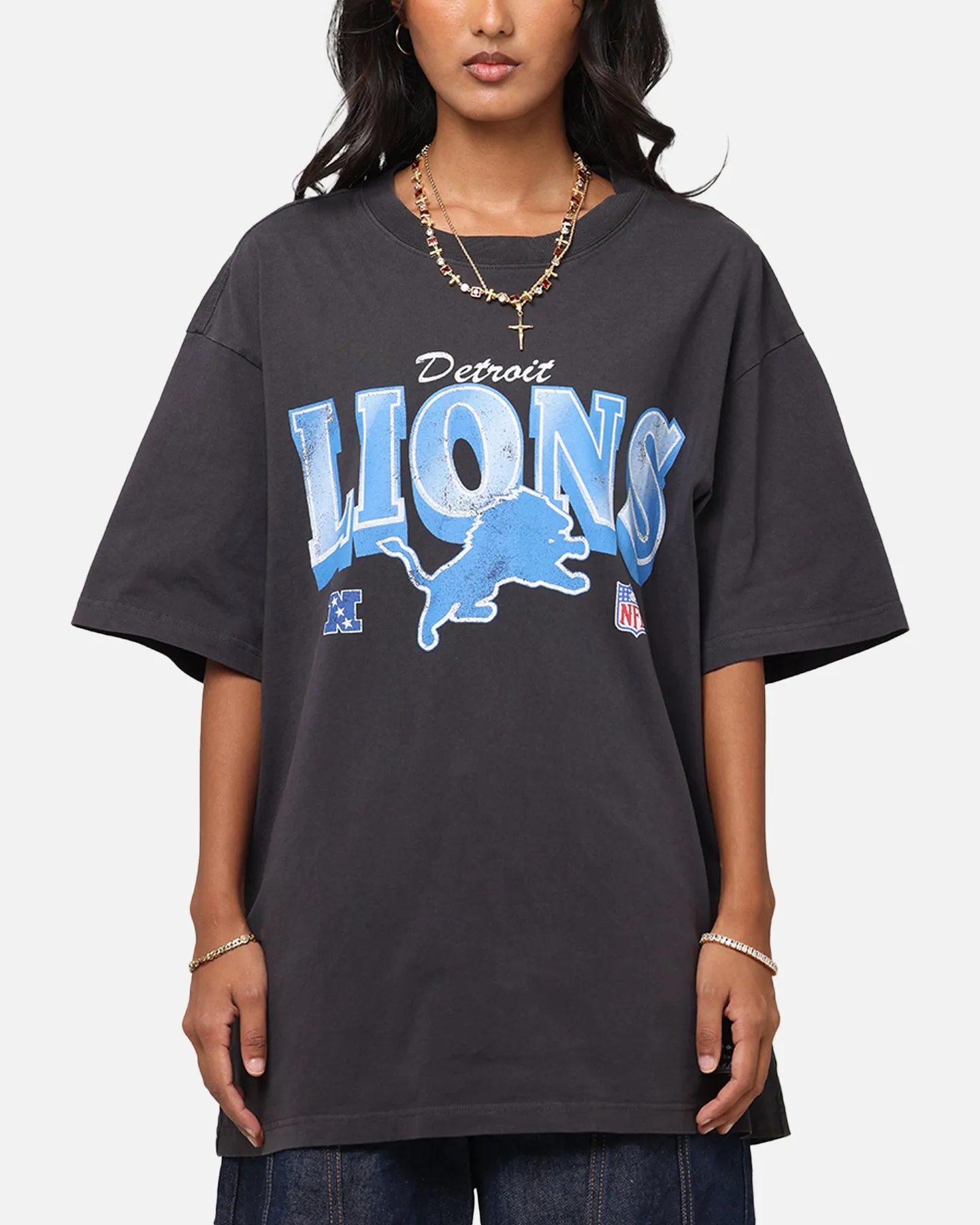 Mitchell & Ness Detroit Lions Arch T-Shirt Faded Black