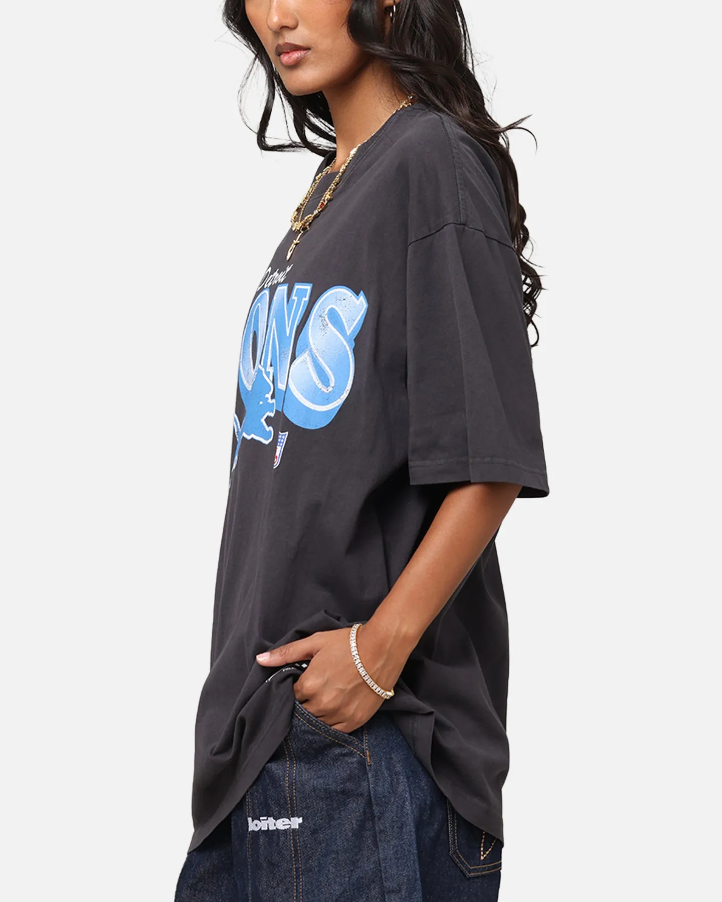Mitchell & Ness Detroit Lions Arch T-Shirt Faded Black