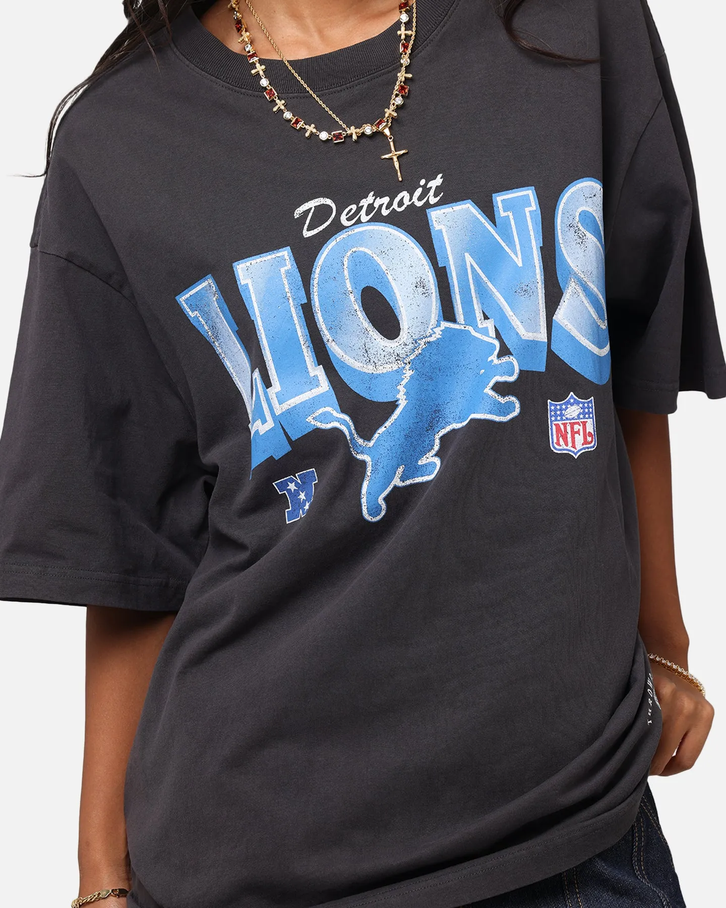 Mitchell & Ness Detroit Lions Arch T-Shirt Faded Black