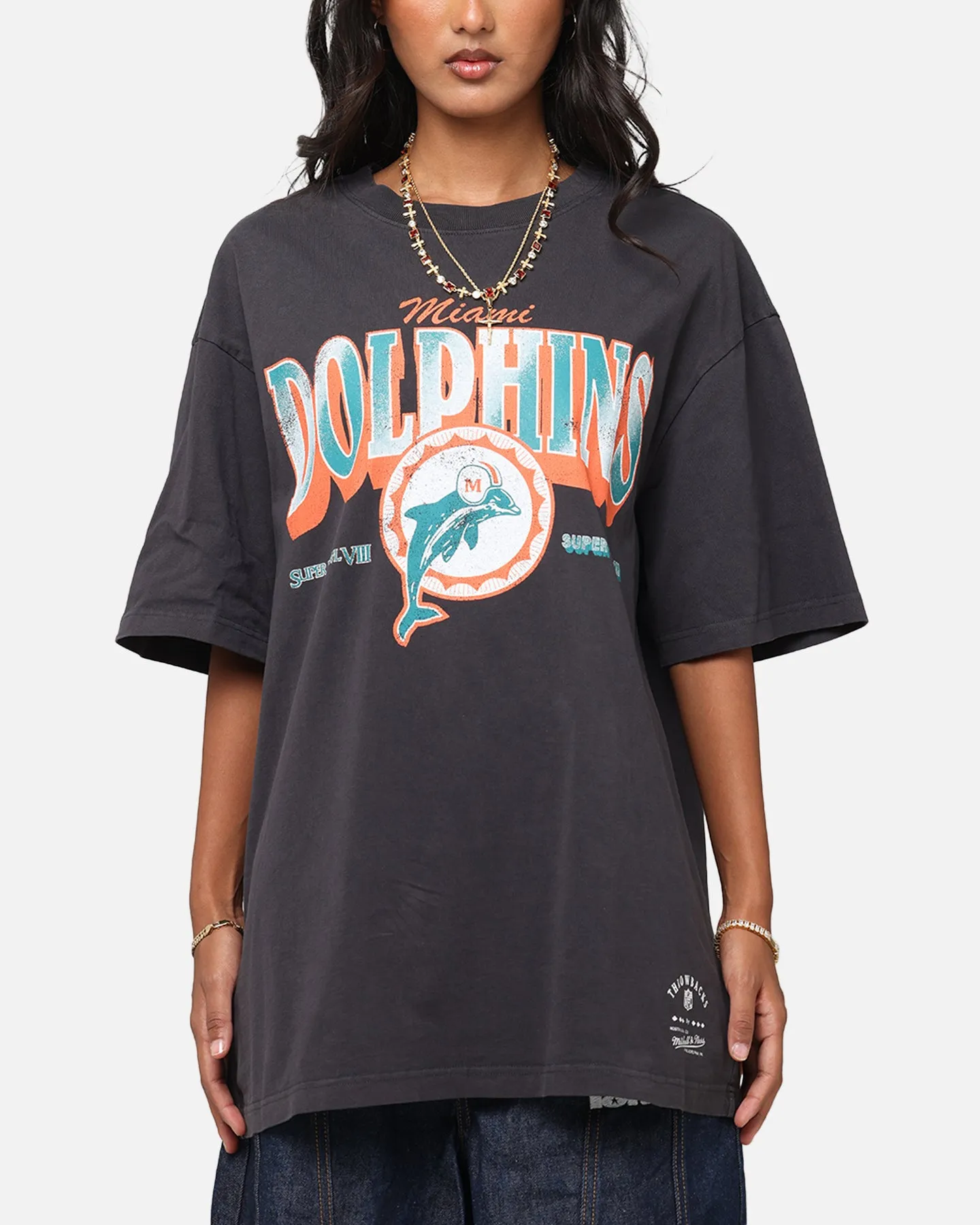 Mitchell & Ness Miami Dolphins Arch T-Shirt Faded Black