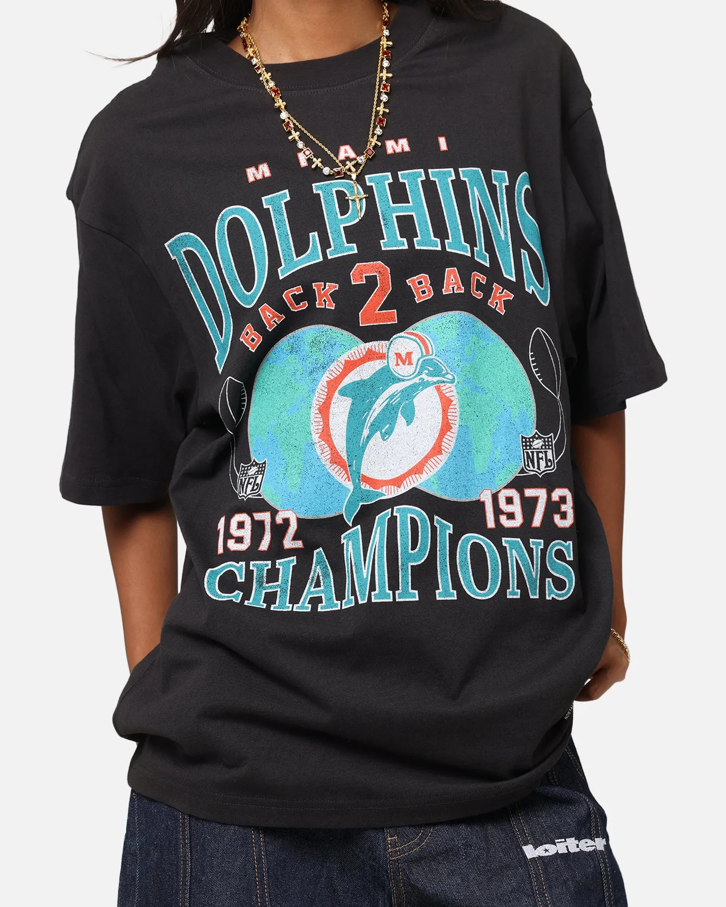 Mitchell & Ness Miami Dolphins Pinnacle T-Shirt Faded Black
