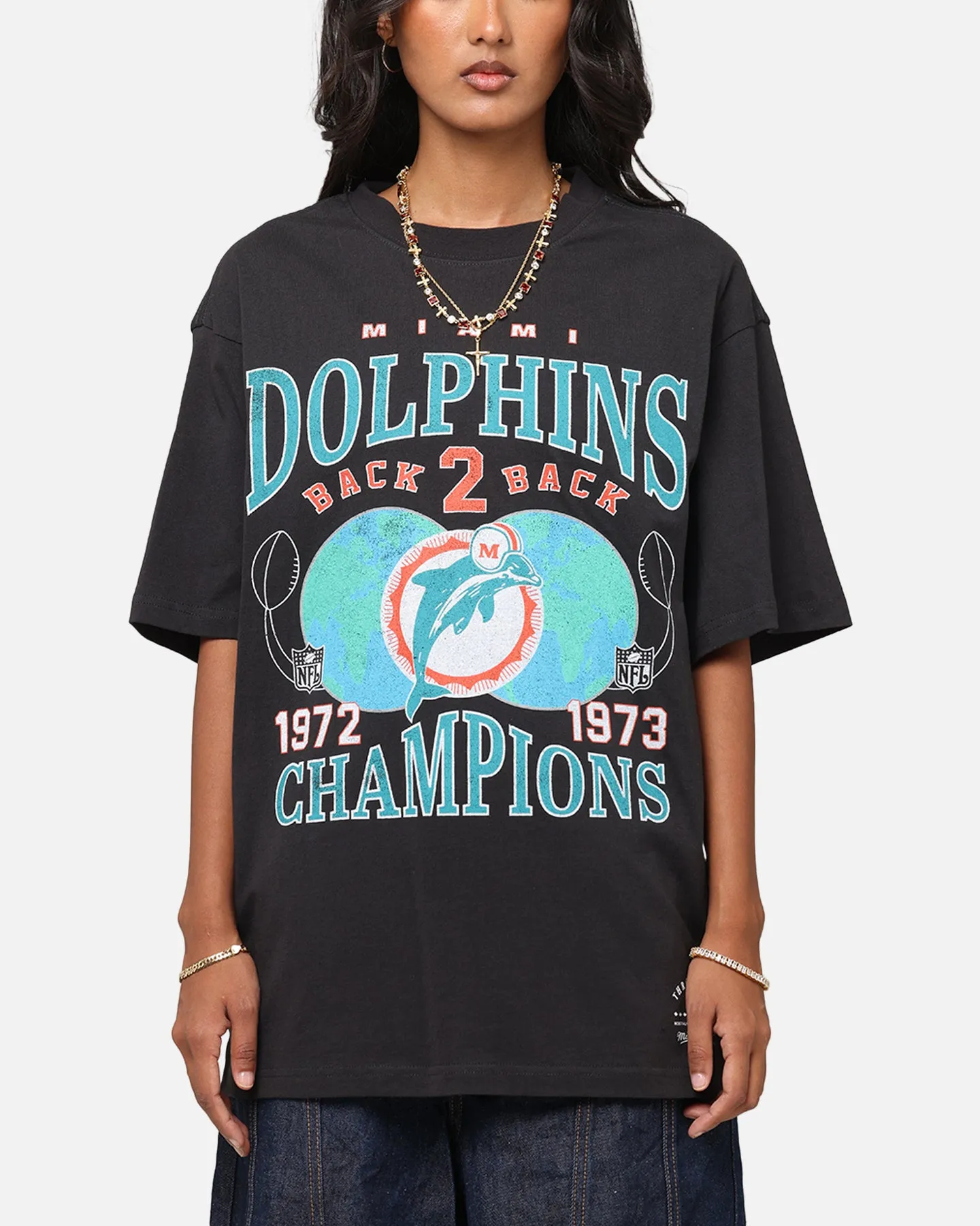 Mitchell & Ness Miami Dolphins Pinnacle T-Shirt Faded Black