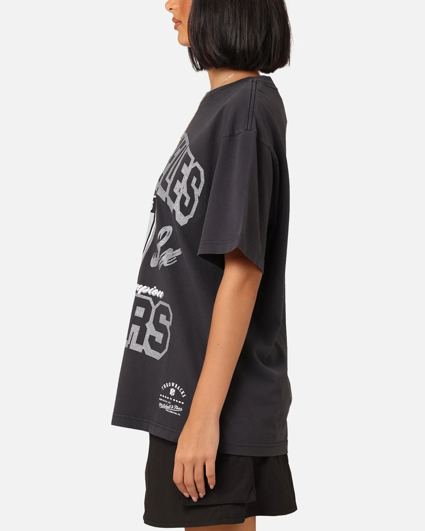 Mitchell & Ness Women's Las Vegas Raiders Arch Logo T-Shirt Faded Black