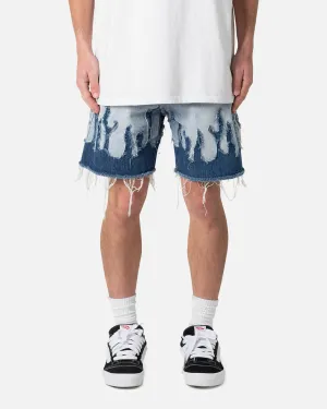 MNML Flame Denim Shorts Blue