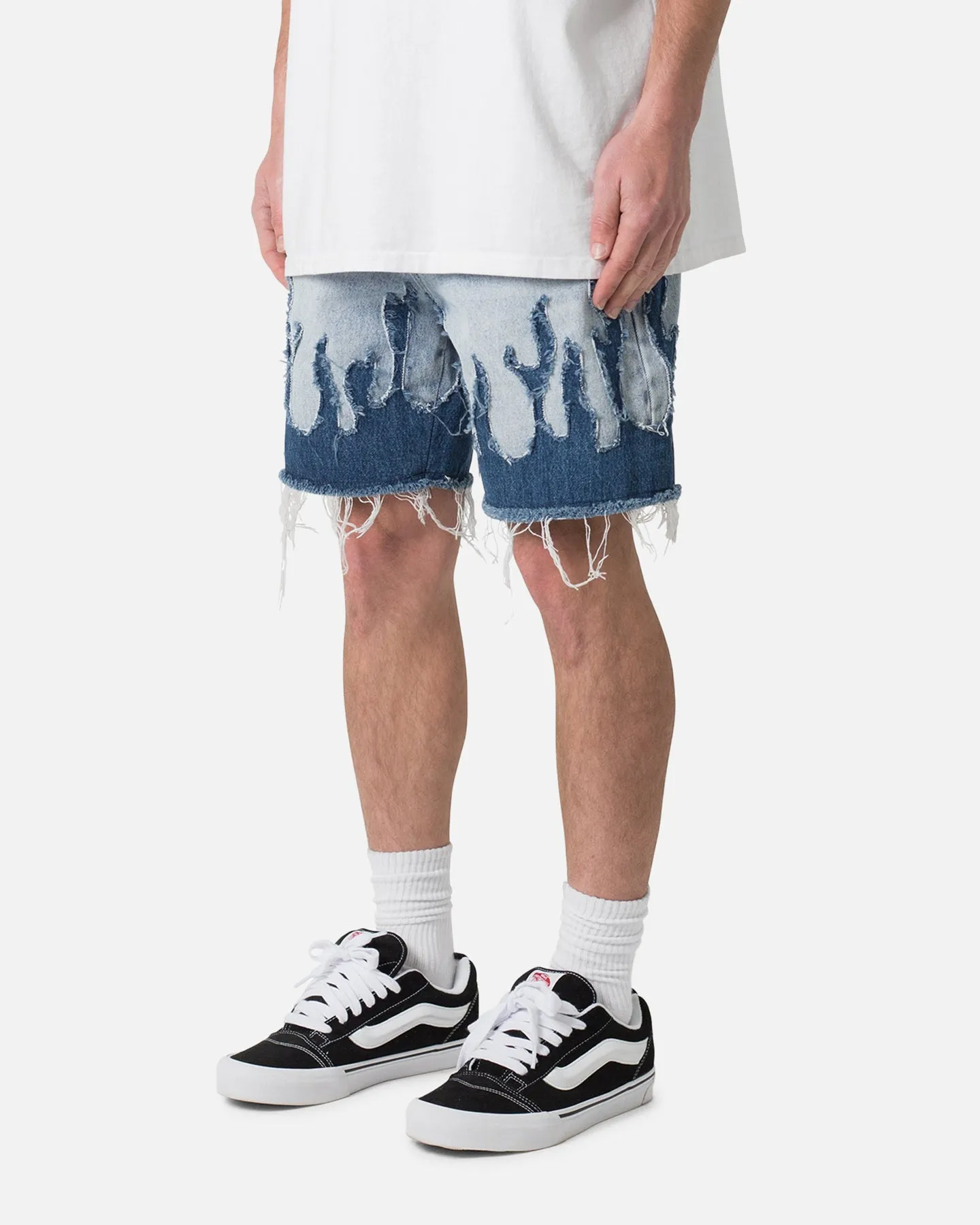 MNML Flame Denim Shorts Blue