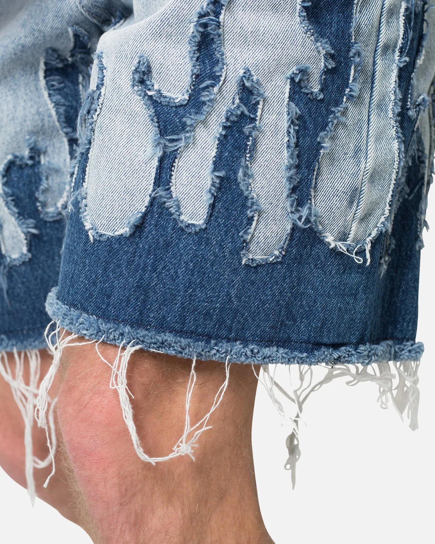 MNML Flame Denim Shorts Blue