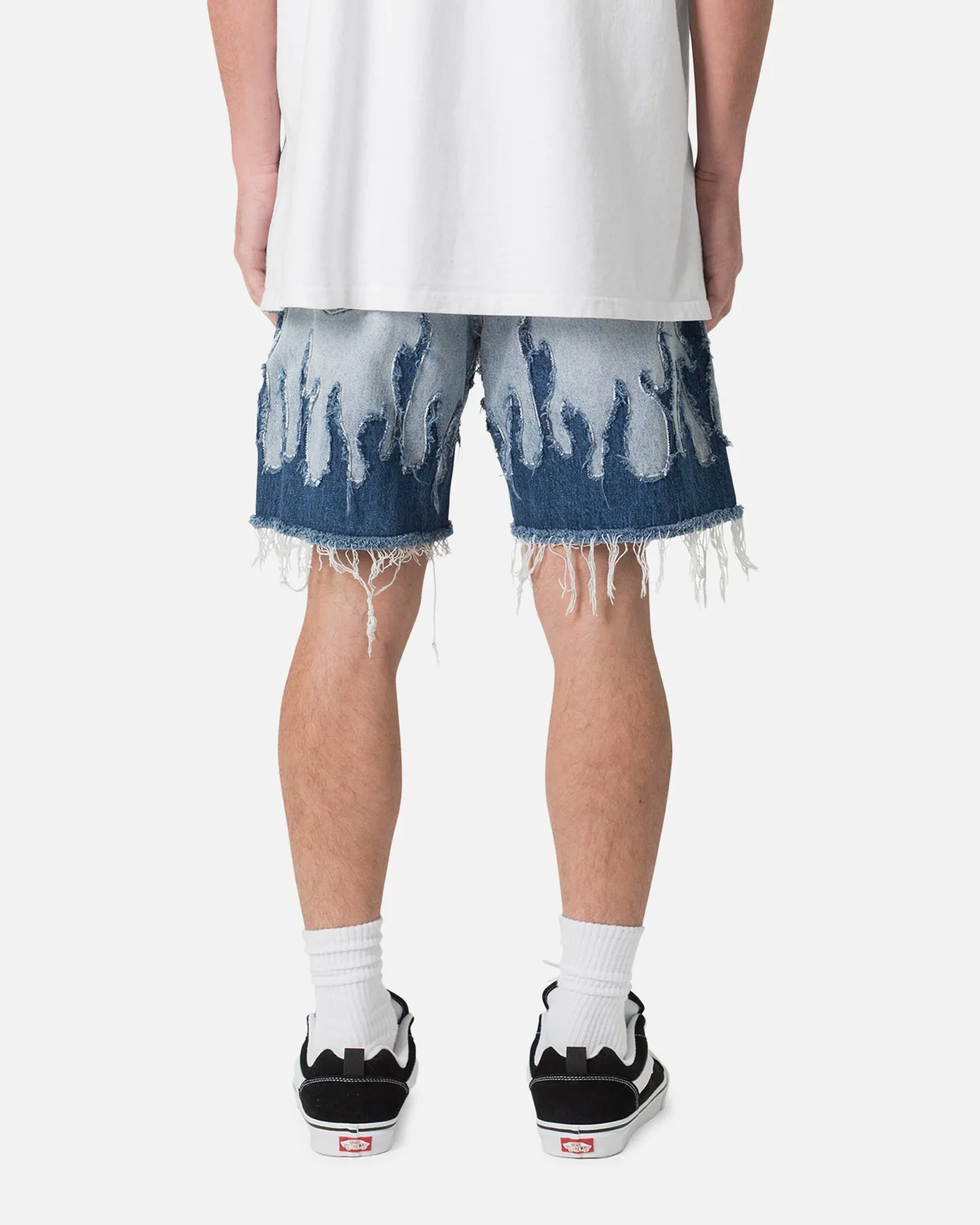 MNML Flame Denim Shorts Blue