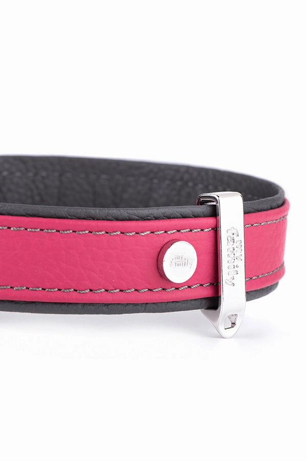 My Family Firenze Fuchsia Leather Dog Collar