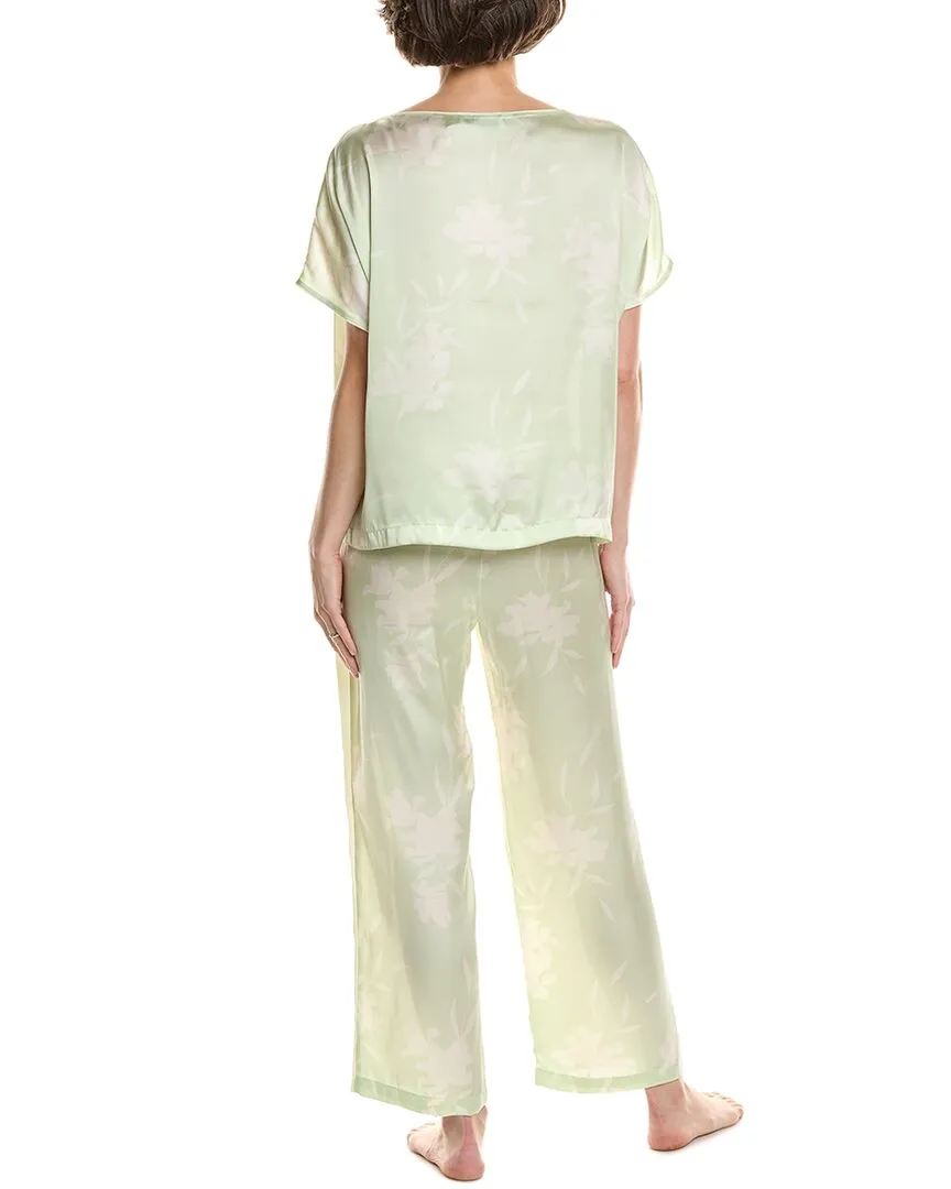NATORI EDIT 2pc Lily Printed Satin Icon Pajama Set