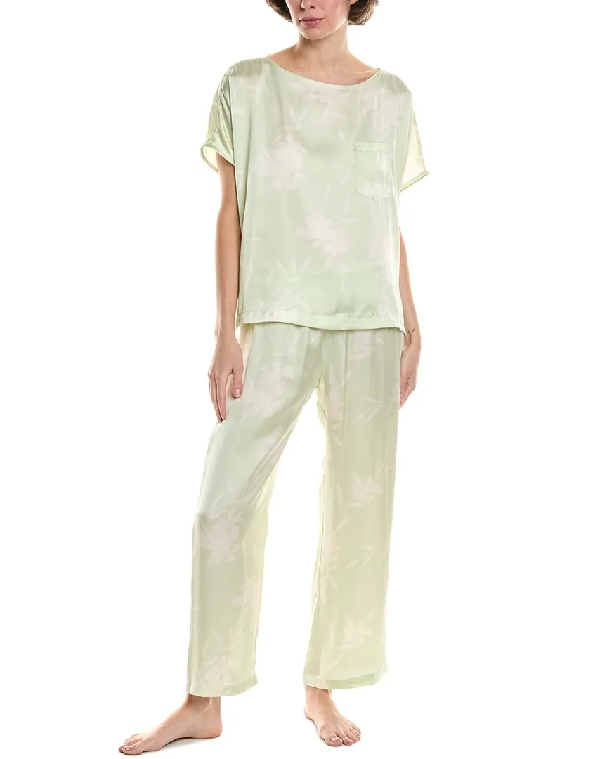 NATORI EDIT 2pc Lily Printed Satin Icon Pajama Set