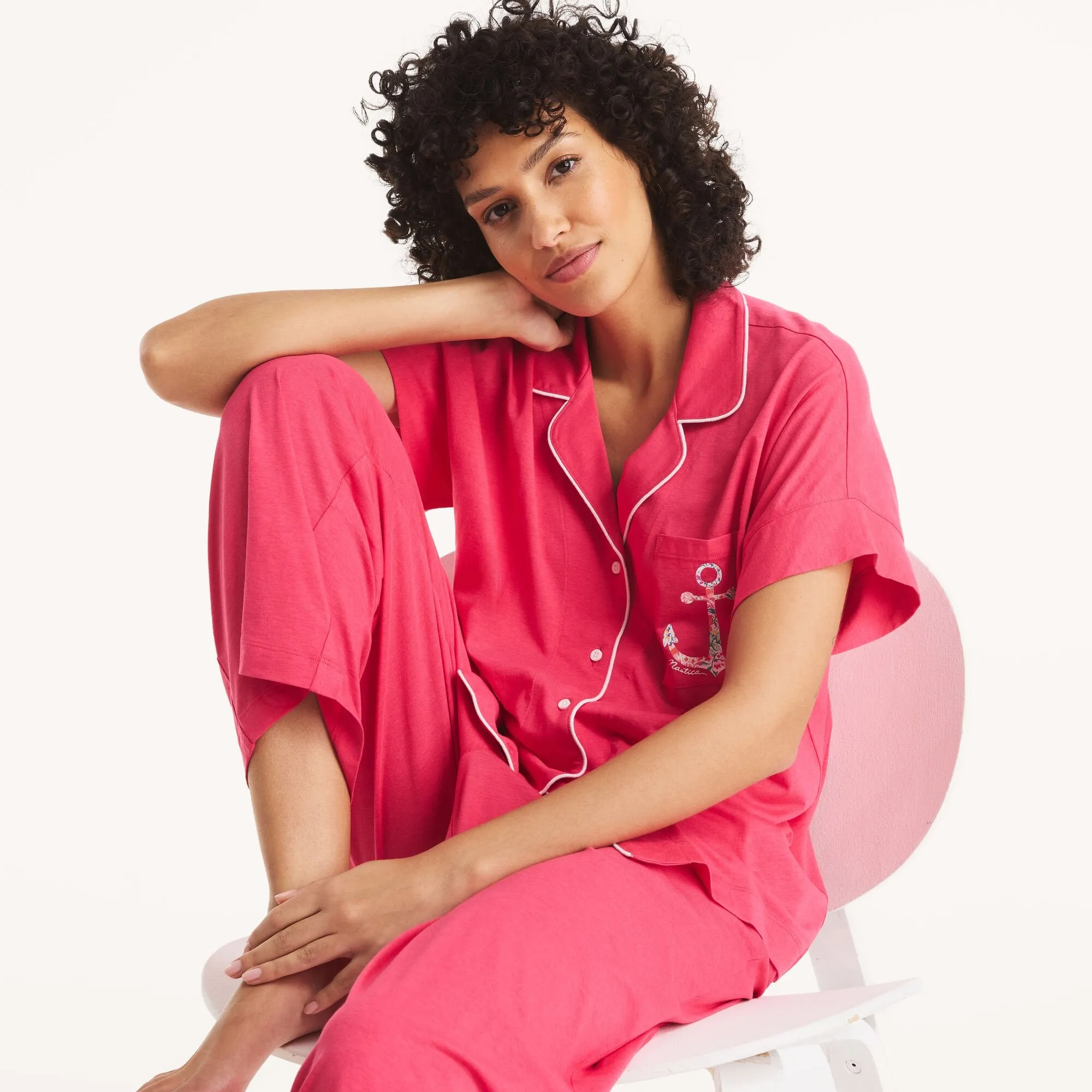 Nautica Womens Cropped Pajama Pant Set