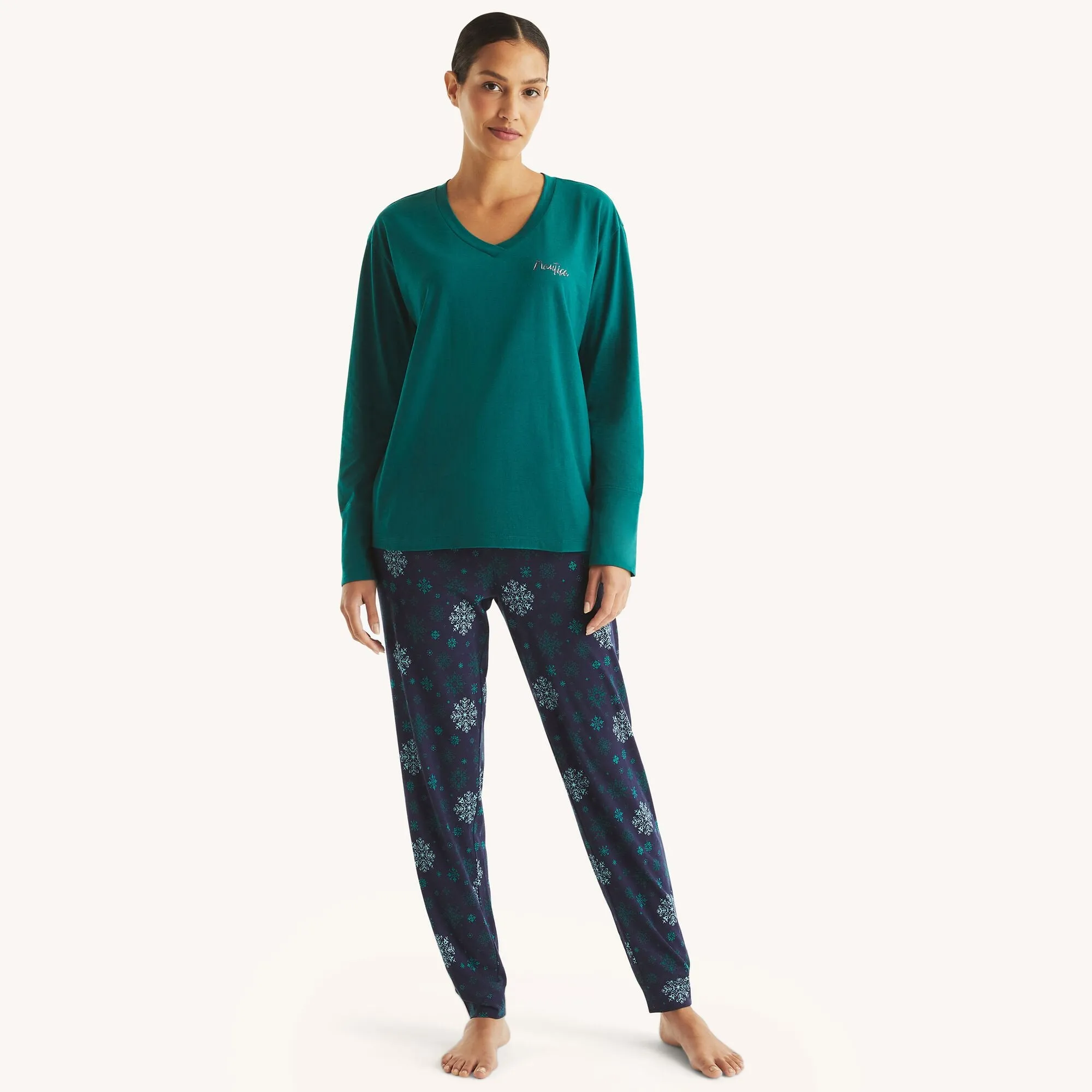 Nautica Womens Jogger Pajama Pant Set