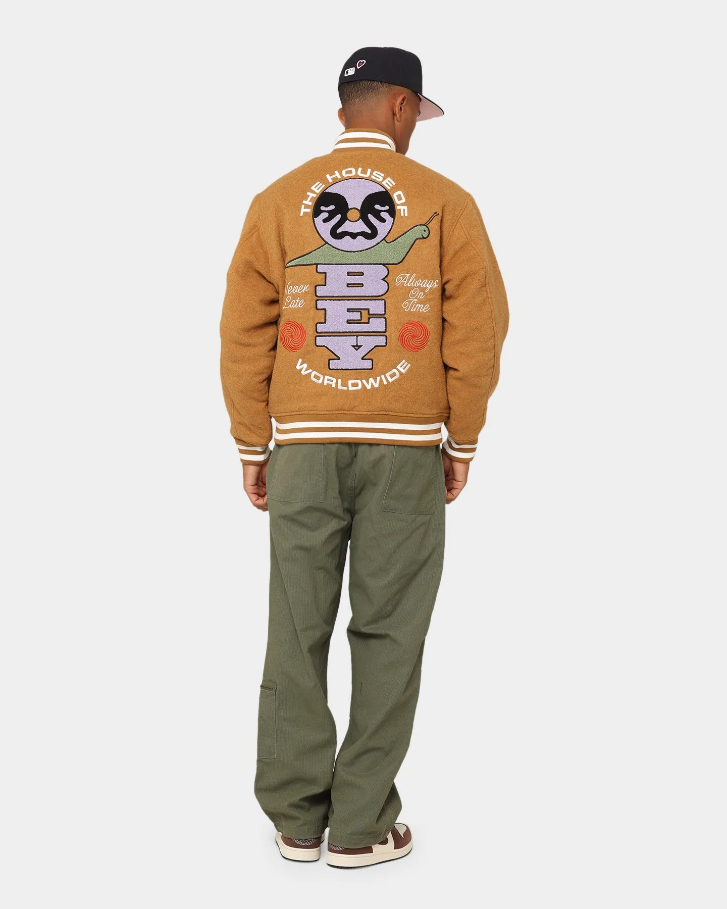 Obey Time Varsity Jacket Brown