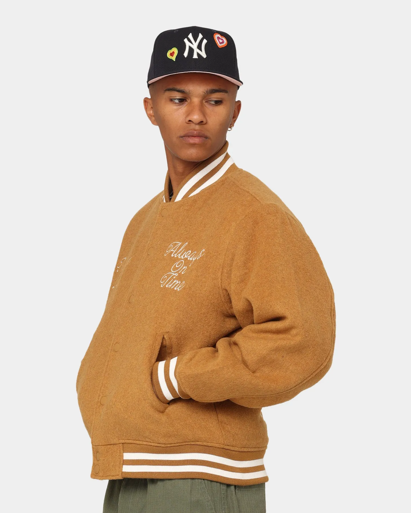Obey Time Varsity Jacket Brown