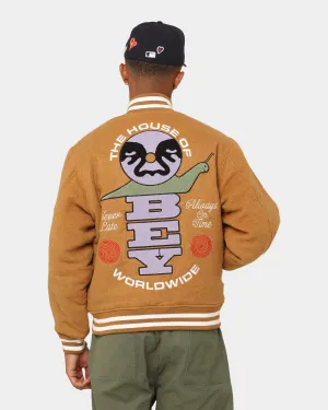 Obey Time Varsity Jacket Brown