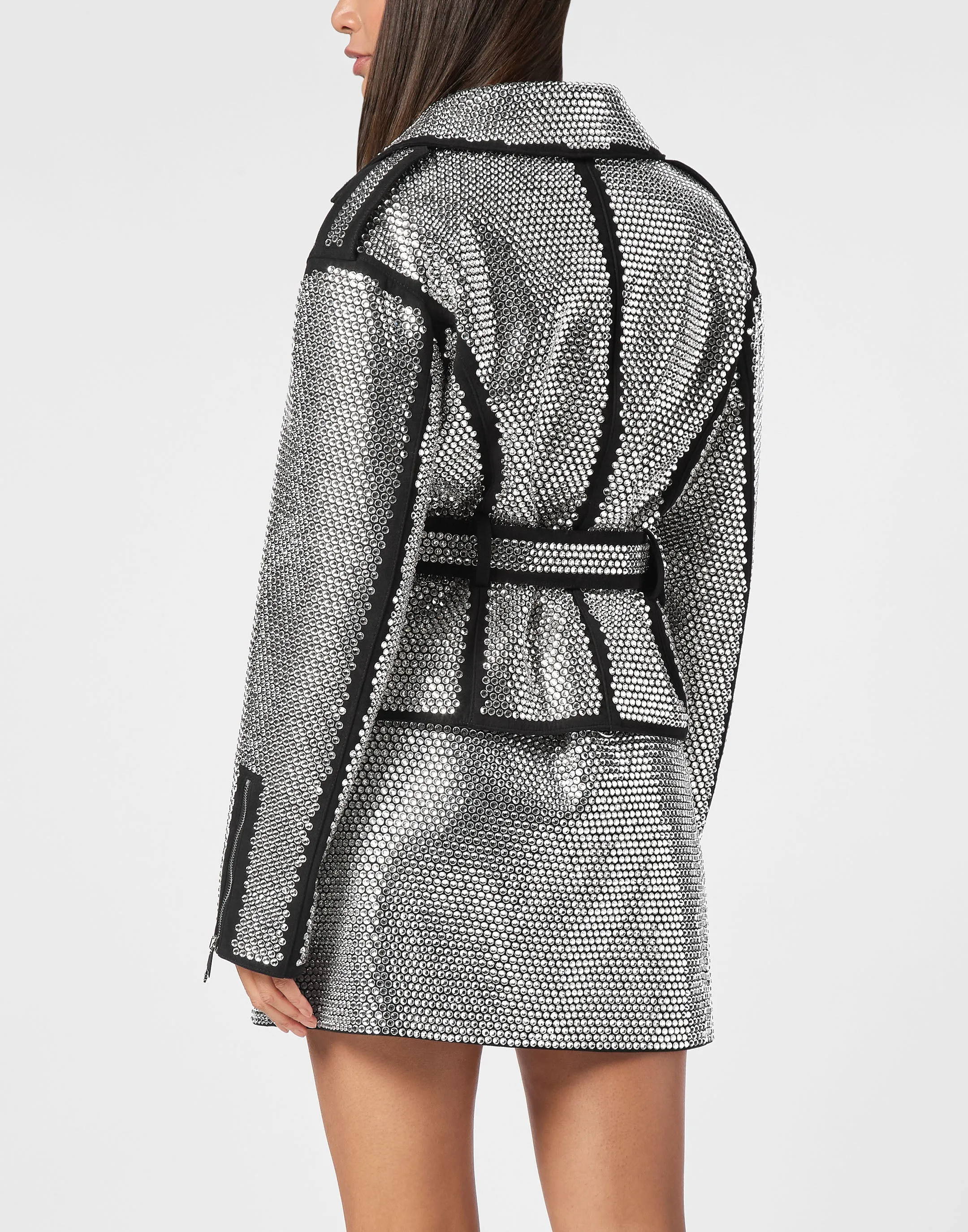 Oversized Biker Jacket Crystal