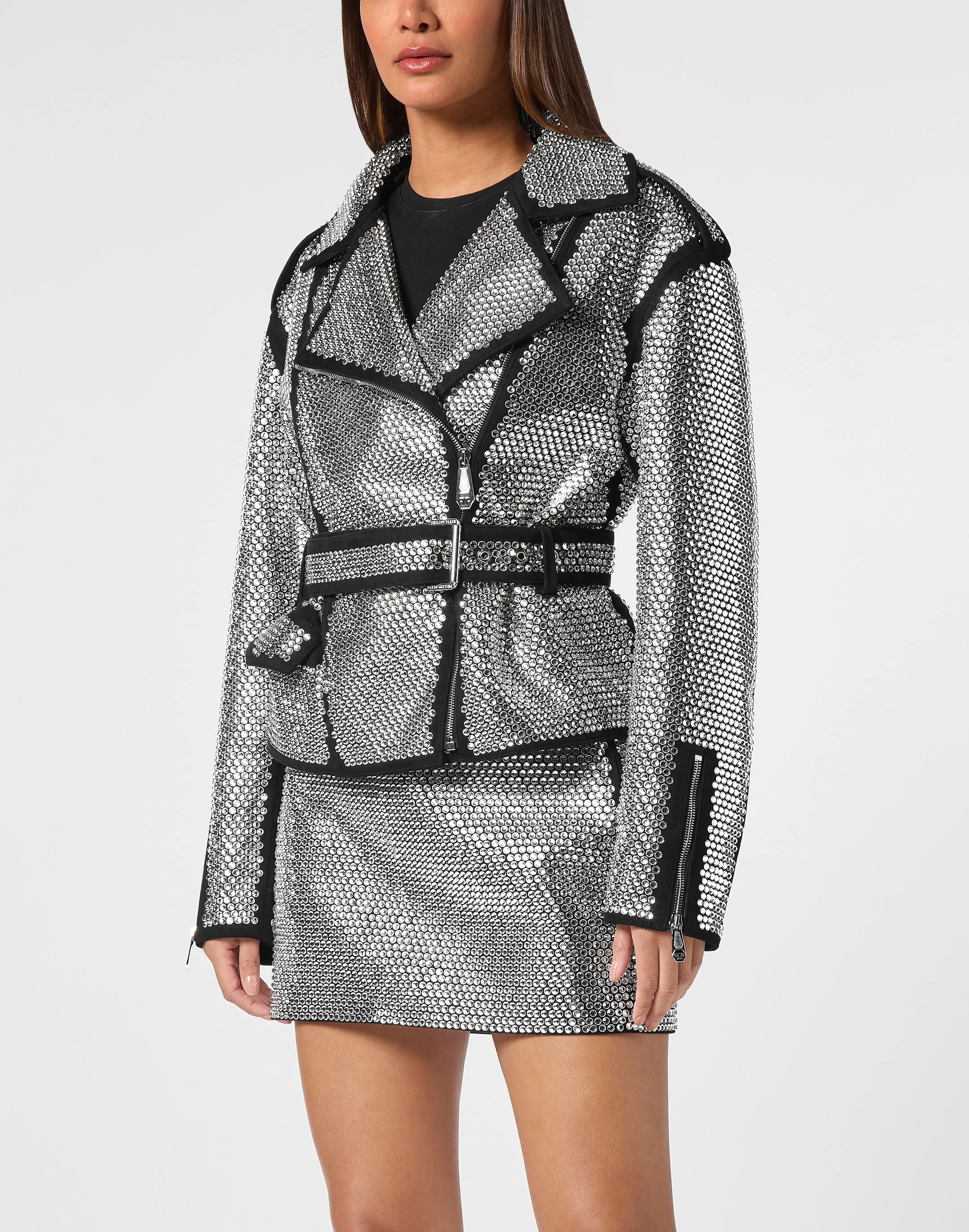 Oversized Biker Jacket Crystal