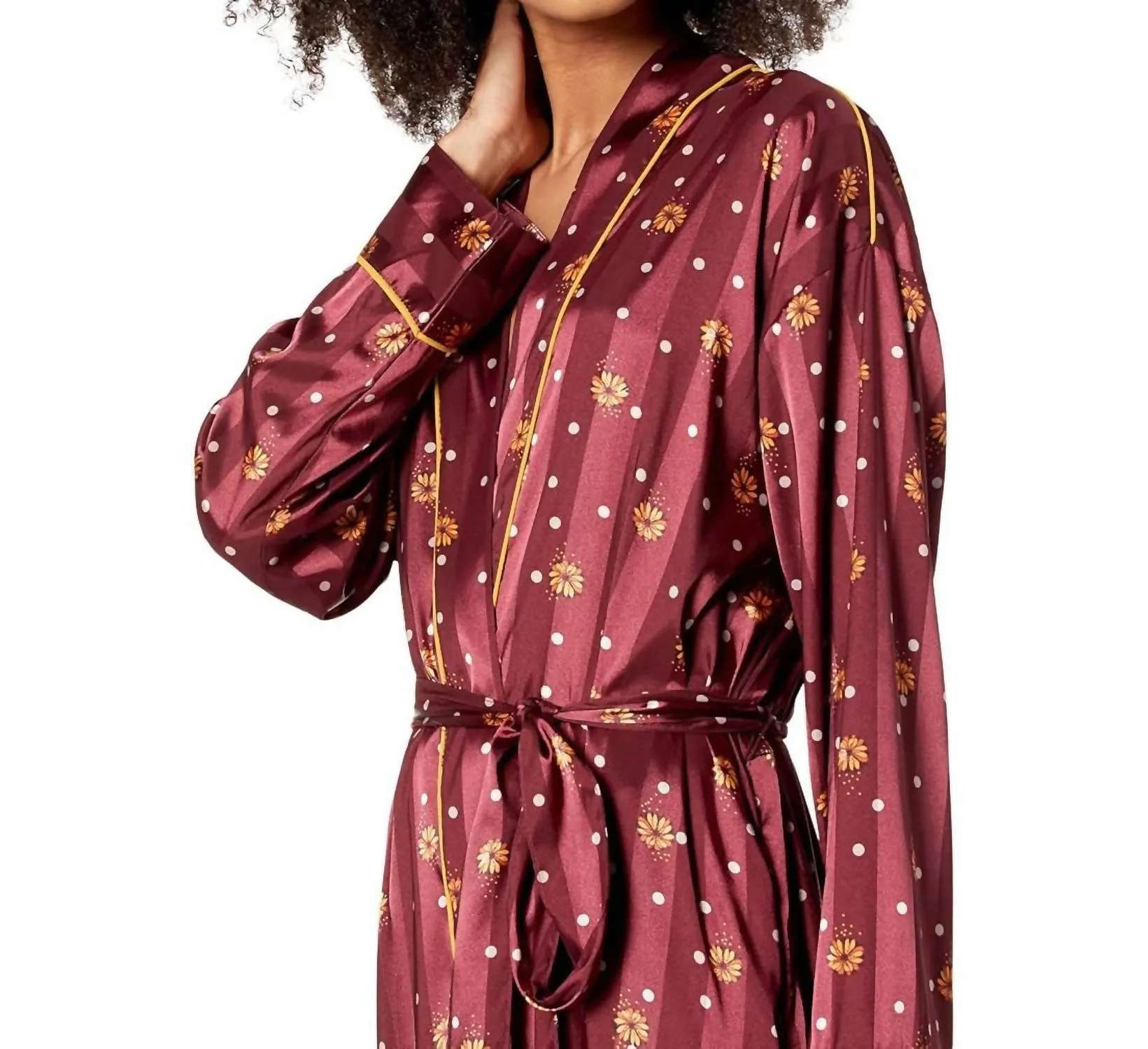 Pajama Party Holiday Robe In Wine Combo