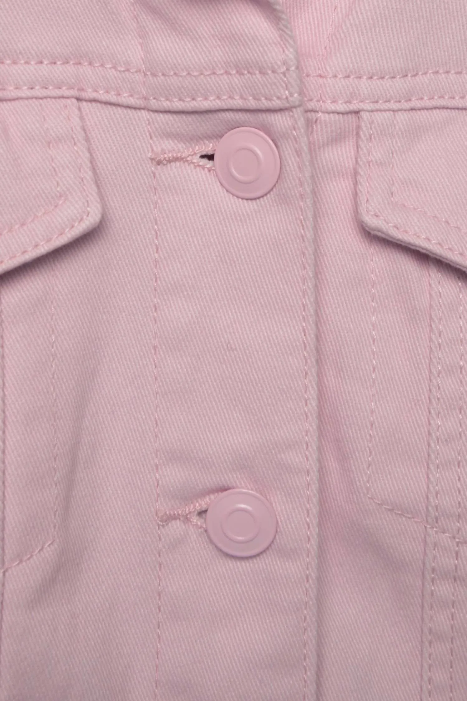 Peplum Hem Denim Jacket W/ Novelty Buttons In Pink