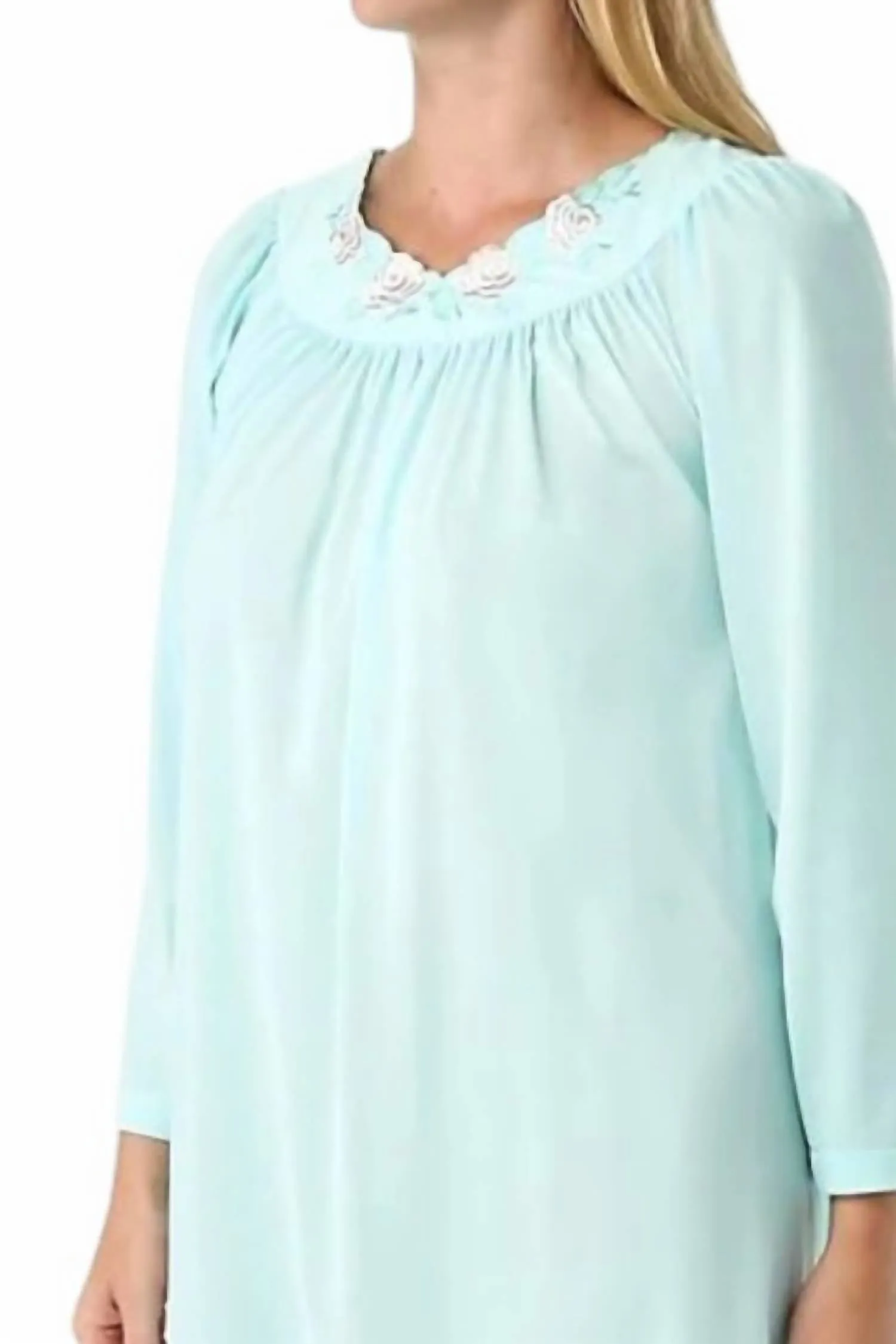 Petals 53 Inch Long Sleeve Gown In Seafoam