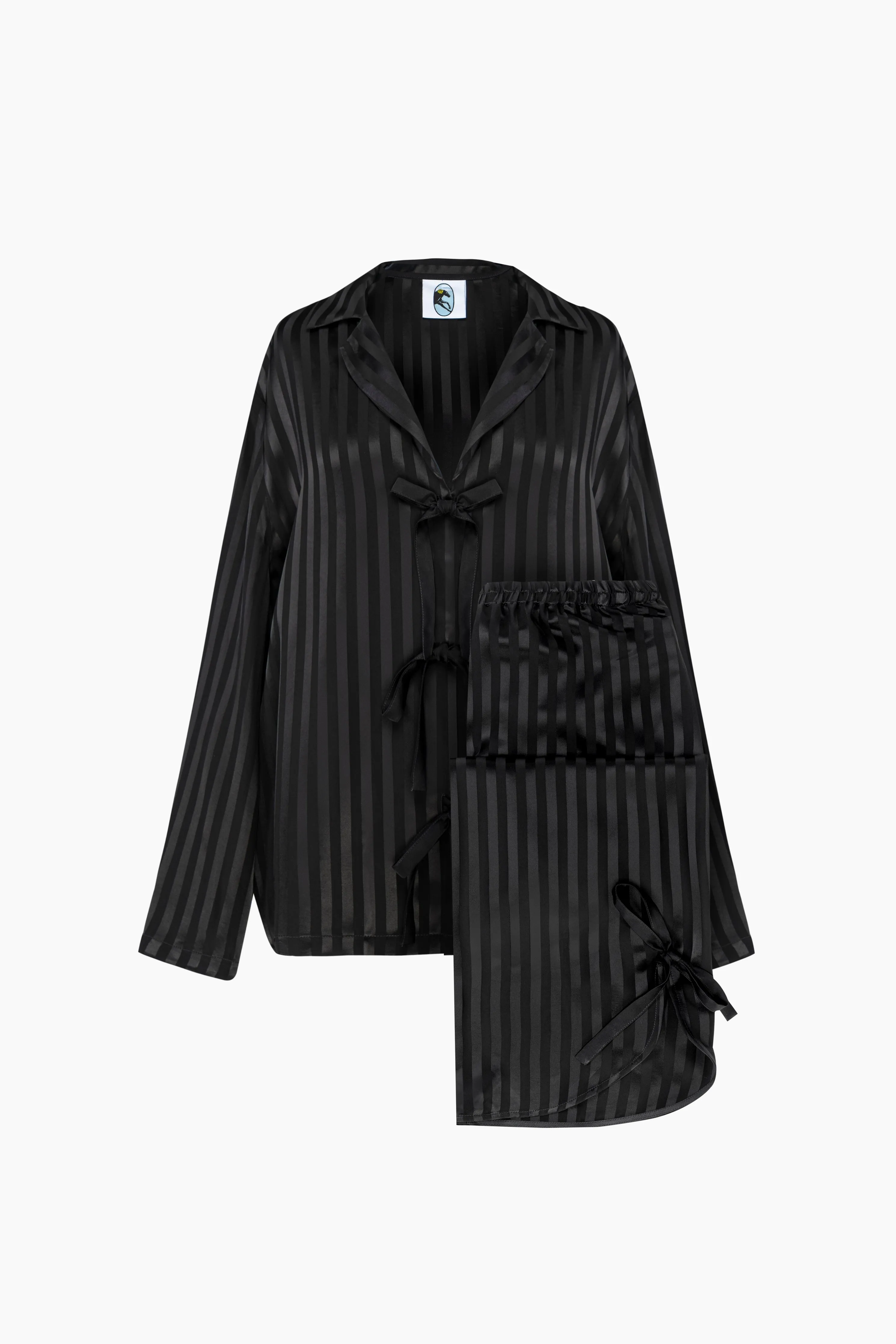 Phoenix Striped Set with Bow Details In Black
