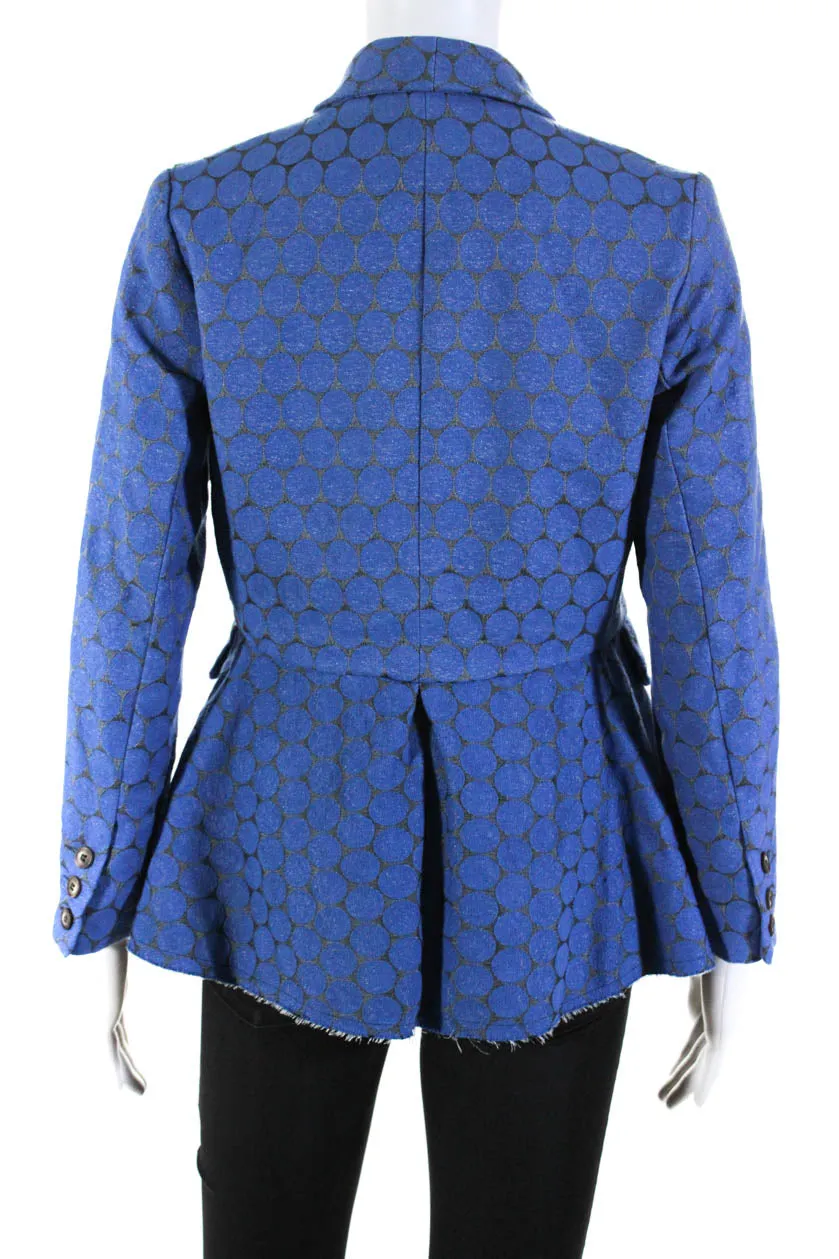 Phos Phoro Womens Peplum Jacket with Crochet Applique  Blue