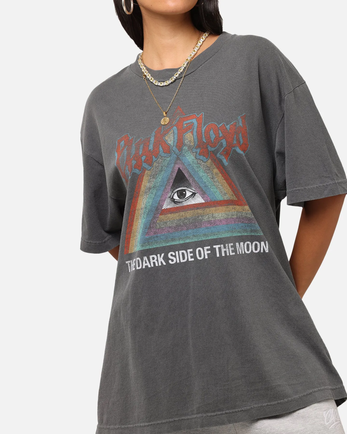 Pink Floyd Dark Side Rainbow T-Shirt Faded Black