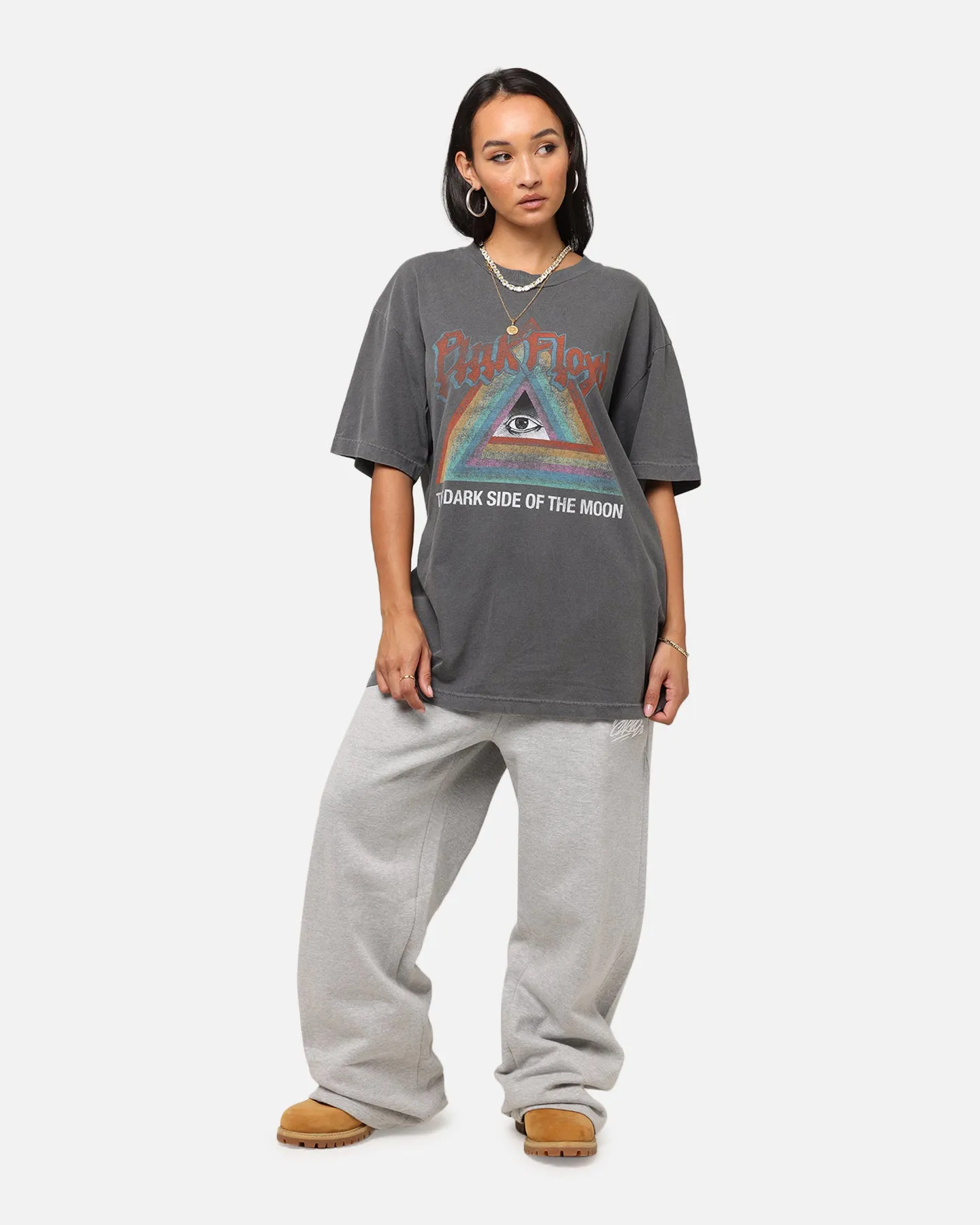Pink Floyd Dark Side Rainbow T-Shirt Faded Black