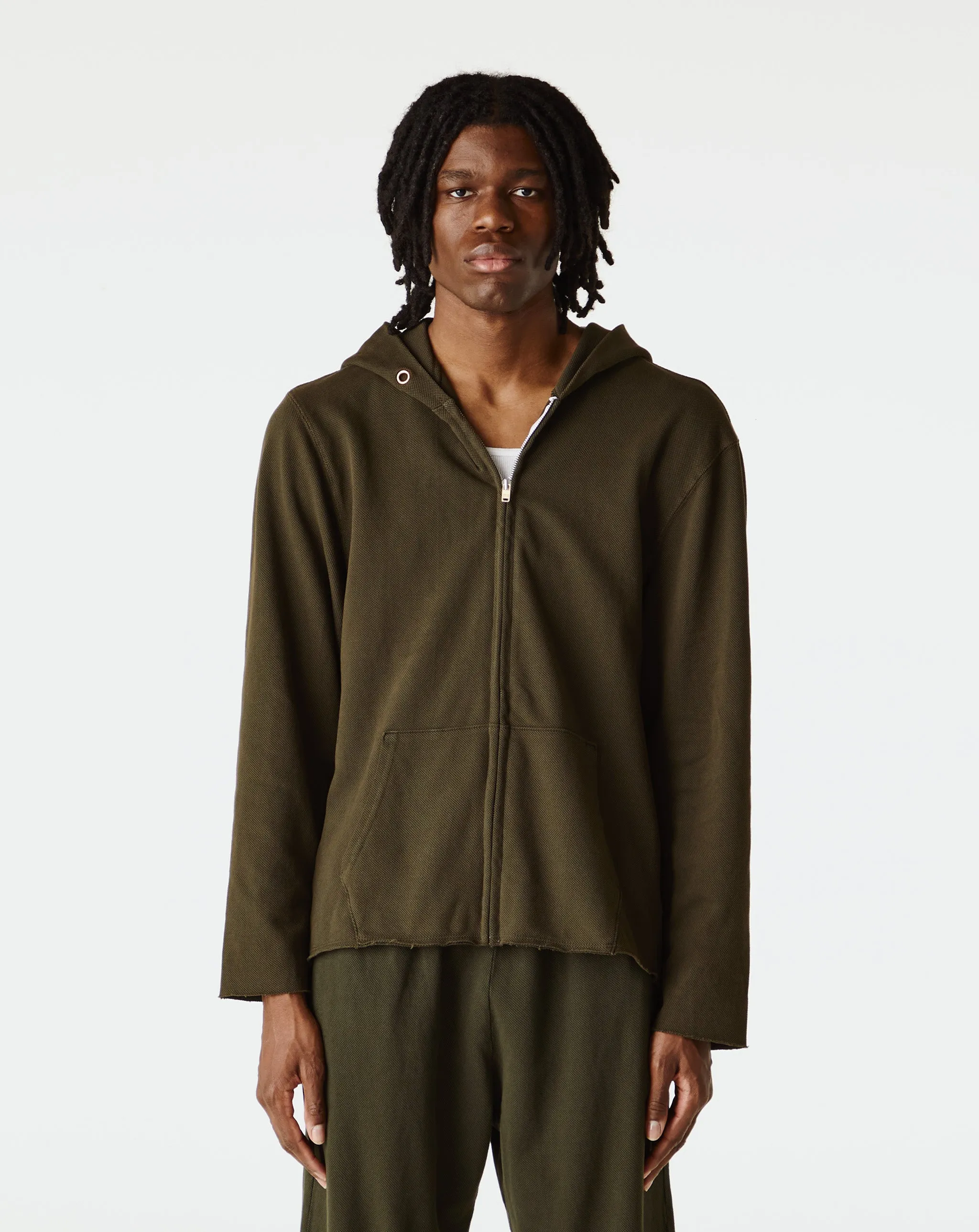 Pique Raw Zip Hoodie