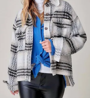 Plaid Shacket In Black Motif