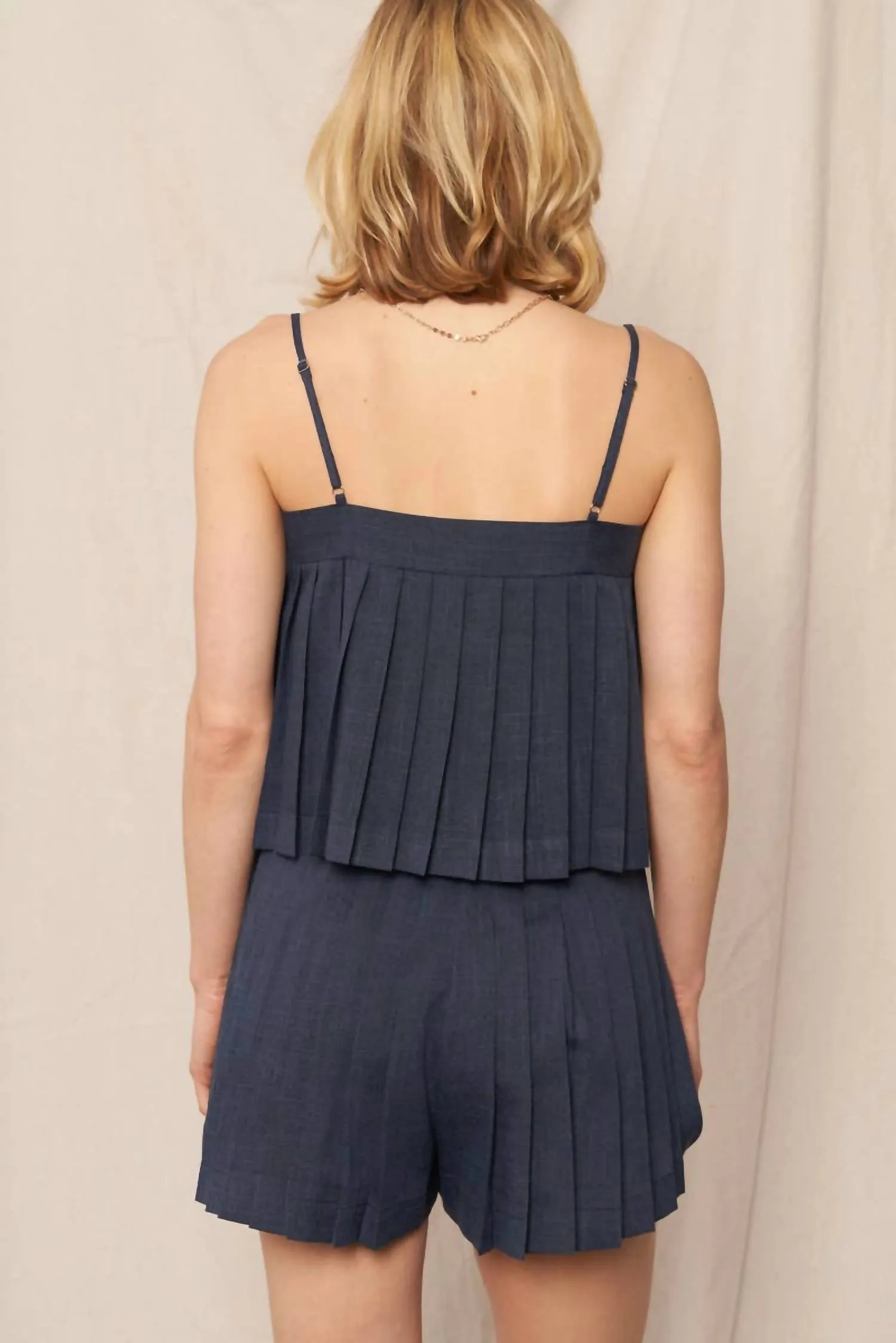 Pleated Bow Set In Navy