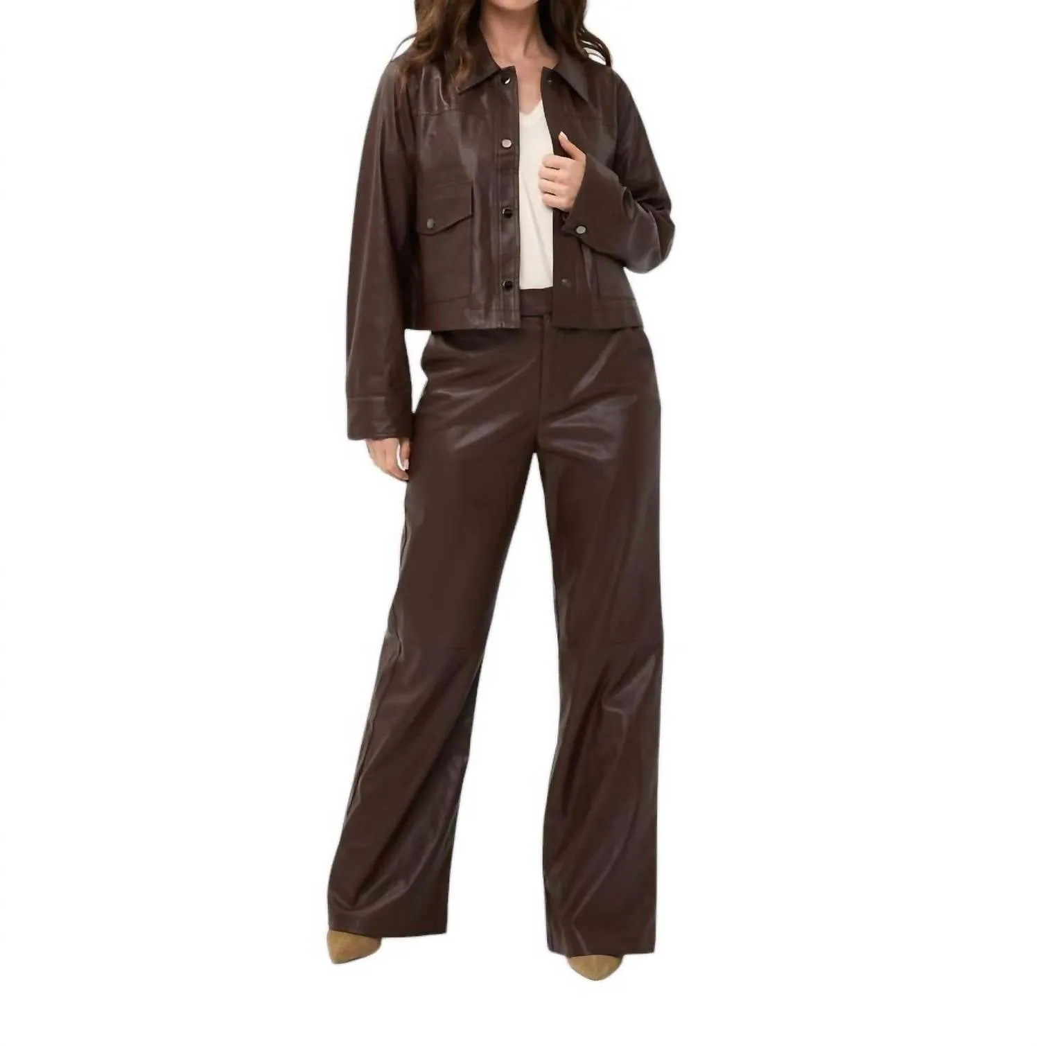 Pleather Jacket In Brown