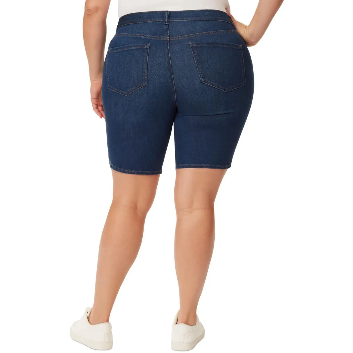 Plus Amanda Womens Denim Midi Bermuda Shorts