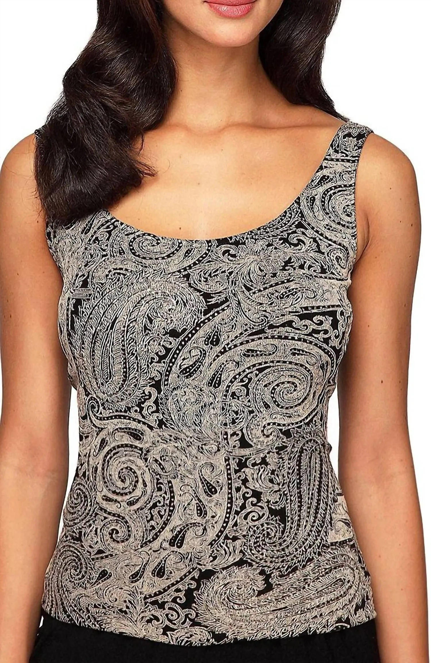 Printed Slinky Twinset With Glitter Detail In Black