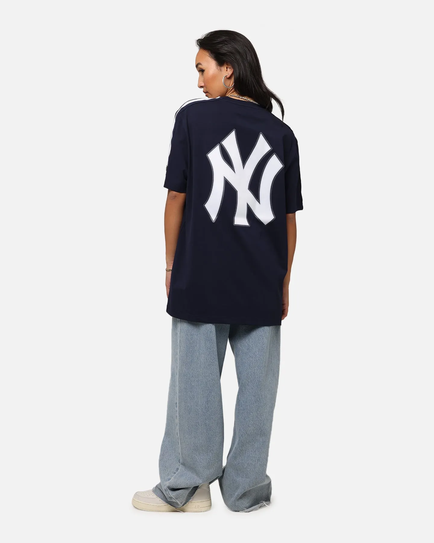 Pro Standard New York Yankees Classic Mesh Striped T-Shirt Midnight Navy