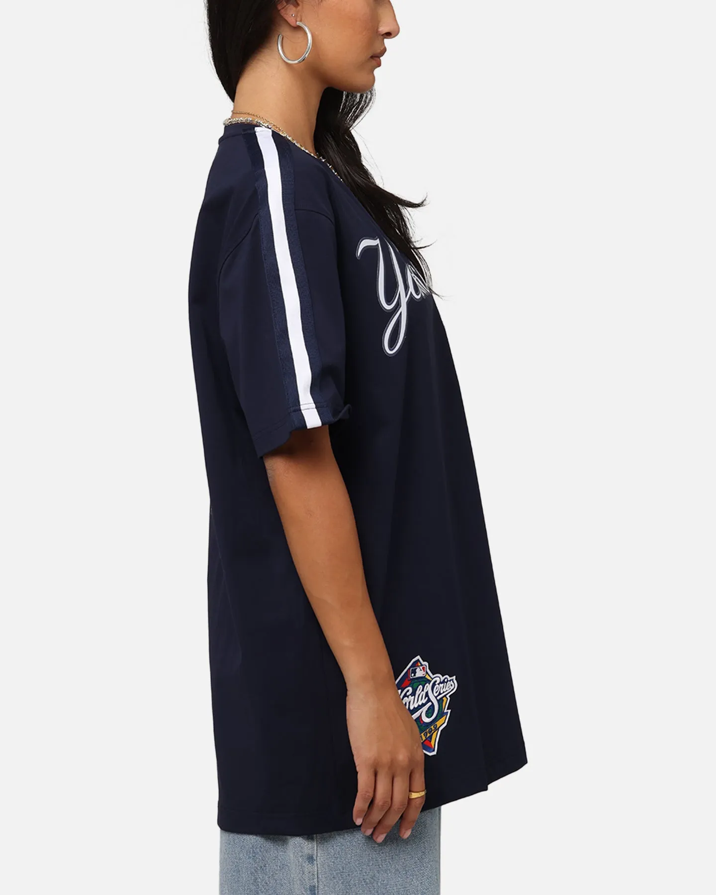 Pro Standard New York Yankees Classic Mesh Striped T-Shirt Midnight Navy