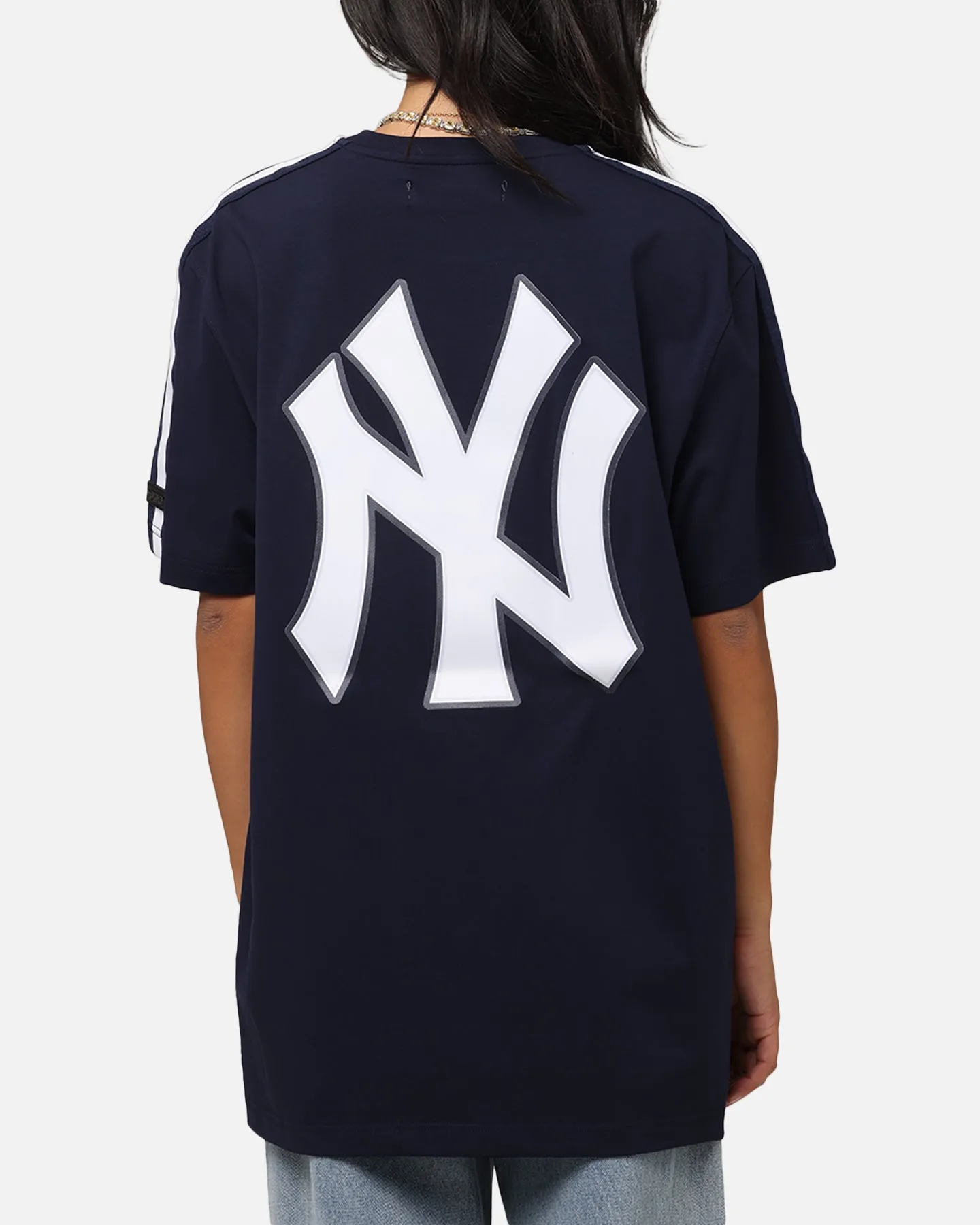 Pro Standard New York Yankees Classic Mesh Striped T-Shirt Midnight Navy