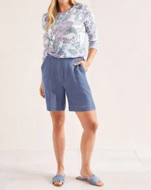 Pull On Flowy Shorts In Denim
