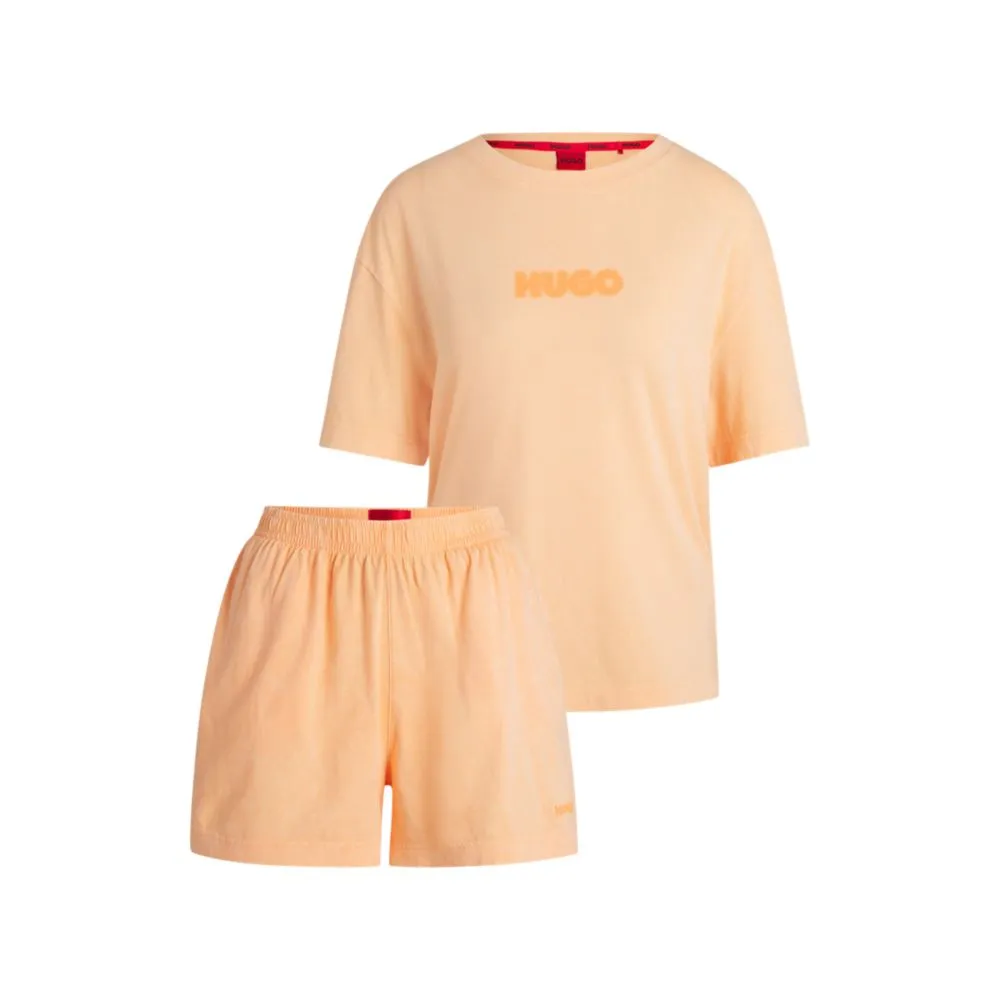 Relaxed-fit printed pajamas in cotton with blurred logos